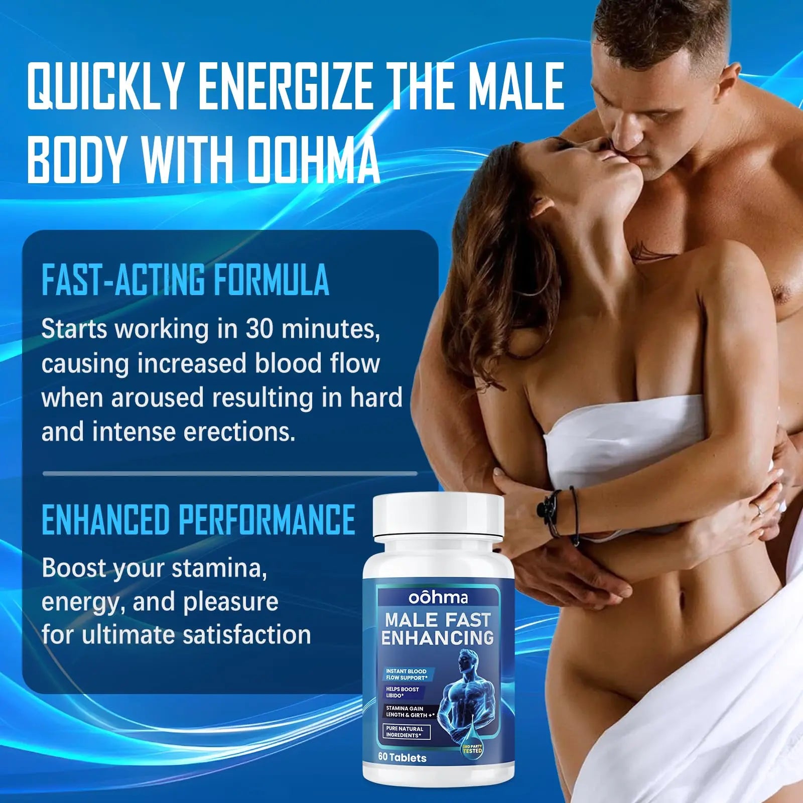 Oohma New Male Enhancing Supplement, Designed to be Fast Acting for Blood Flow to Gain Length & Girth + Stamina, Maca, Epimedium, and Other Natural Ingredients, 3rd Party Tested Supplement 60 Tablets Oohmanz supplements