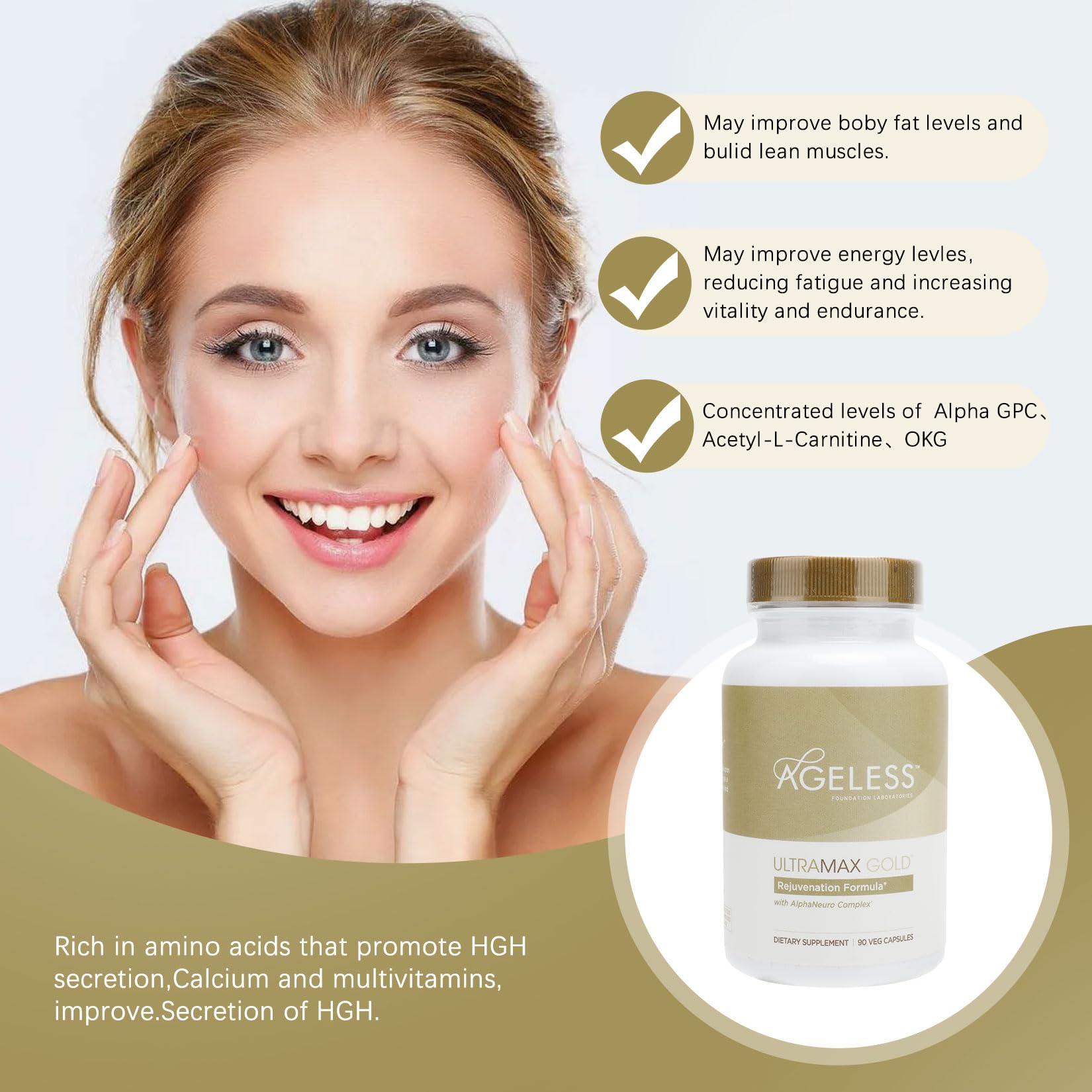 AGELESS™: UltraMAX Gold™ Capsules, HGH Anti-Aging Supplement for Women, Slows Ageless Foundation LaboratoriesUS supplements