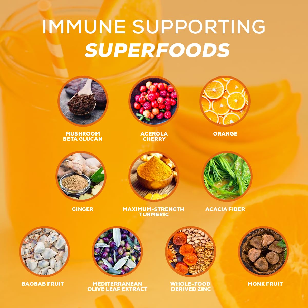 Organifi Immunity - Organic Superfood Immunity Support - 15 Single Serve Packets - Immunity Powder for T Cell Production and Upper Respiratory Health - Mushroom Beta Glucans, Vitamin C, D and Zinc OrganifiAu supplements