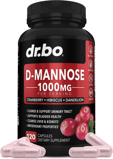 D Mannose Supplements for Women Pills - Natural D-Mannose 500mg Capsules, Cranberry DMannose Pills 1000mg Per Serving - Bladder Flush & Urinary Tract Cleanse Health Supplement - 120 Veg Capsules DR. BOAu supplements