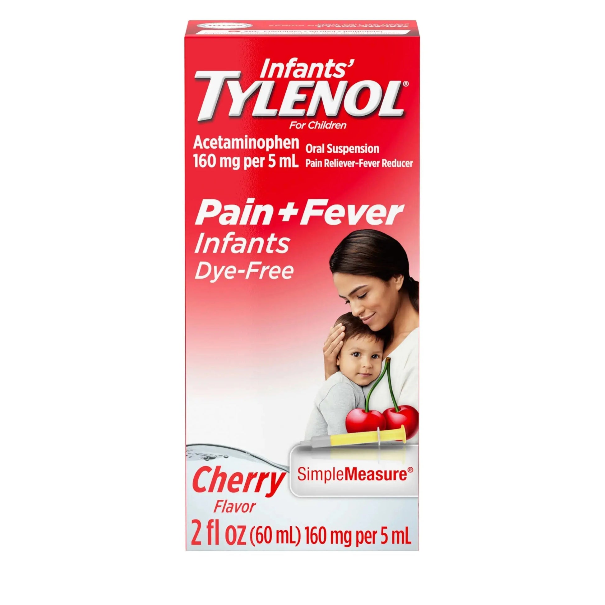 Infants' Tylenol Liquid Pain Reliever and Fever Reducer Medicine, Acetaminophen Oral Suspension for Sore Throat, Headache & Teething, Kids Fever Reducer; Dye-Free Cherry Flavor, 2 fl oz, Pack of 1 TylenolAu supplements
