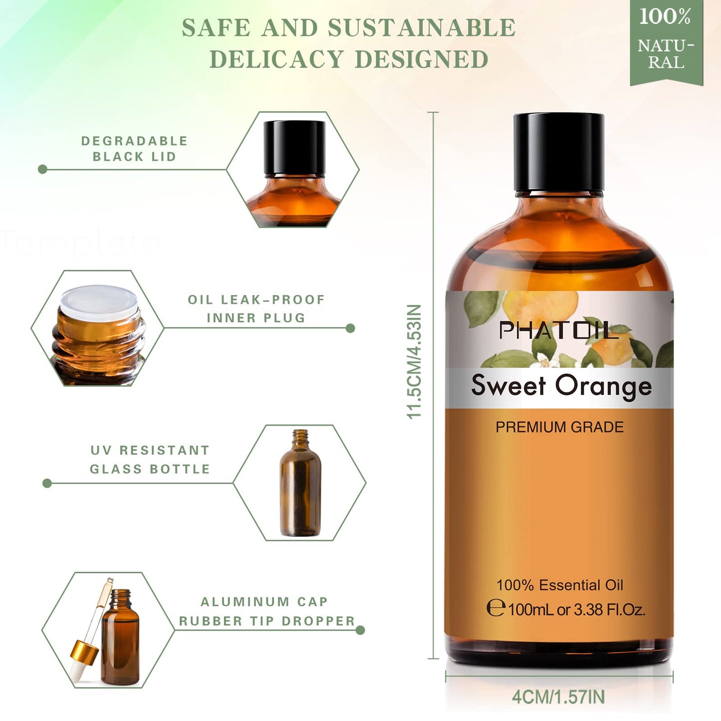 PHATOIL Sweet Orange Essential Oil 100ML, Pure Premium Grade Sweet Orange Essential PHATOILUS supplements