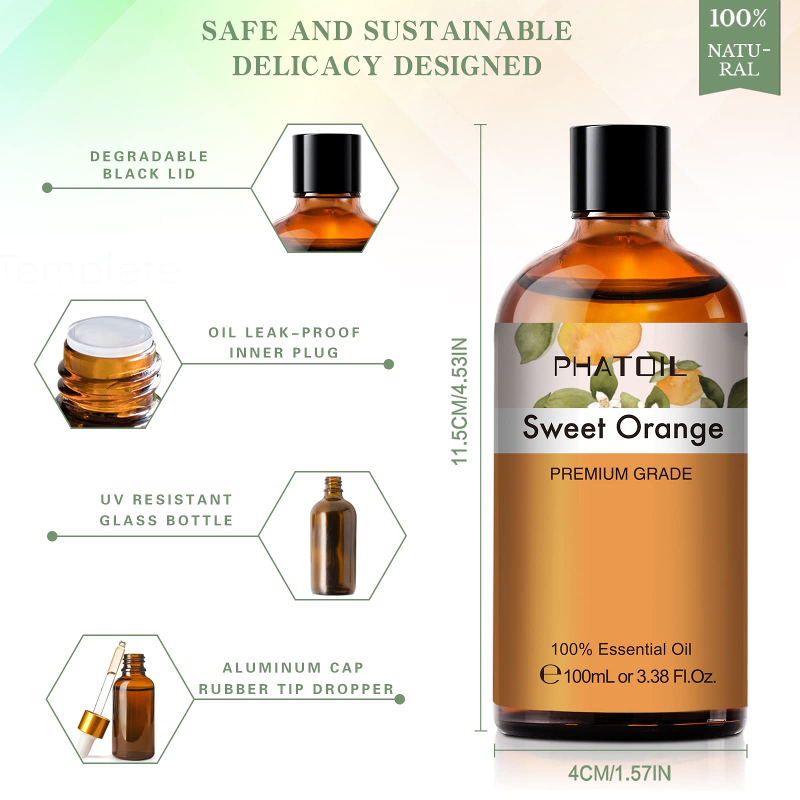 PHATOIL Sweet Orange Essential Oil 100ML, Pure Premium Grade Sweet Orange Essential PHATOILUS supplements