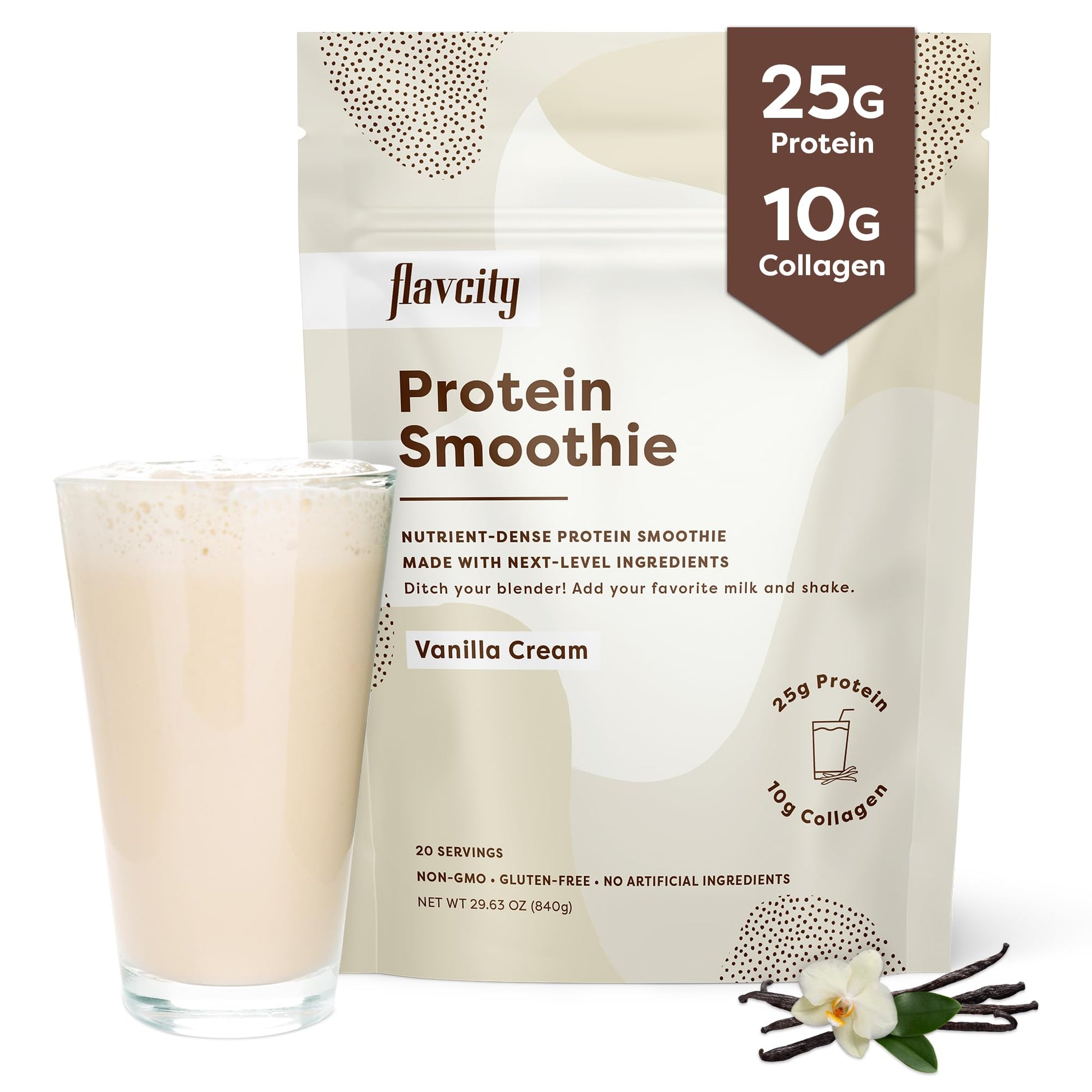FlavCity Protein Powder Smoothie, Vanilla - 100% Grass-Fed Whey Protein FlavCityUS supplements