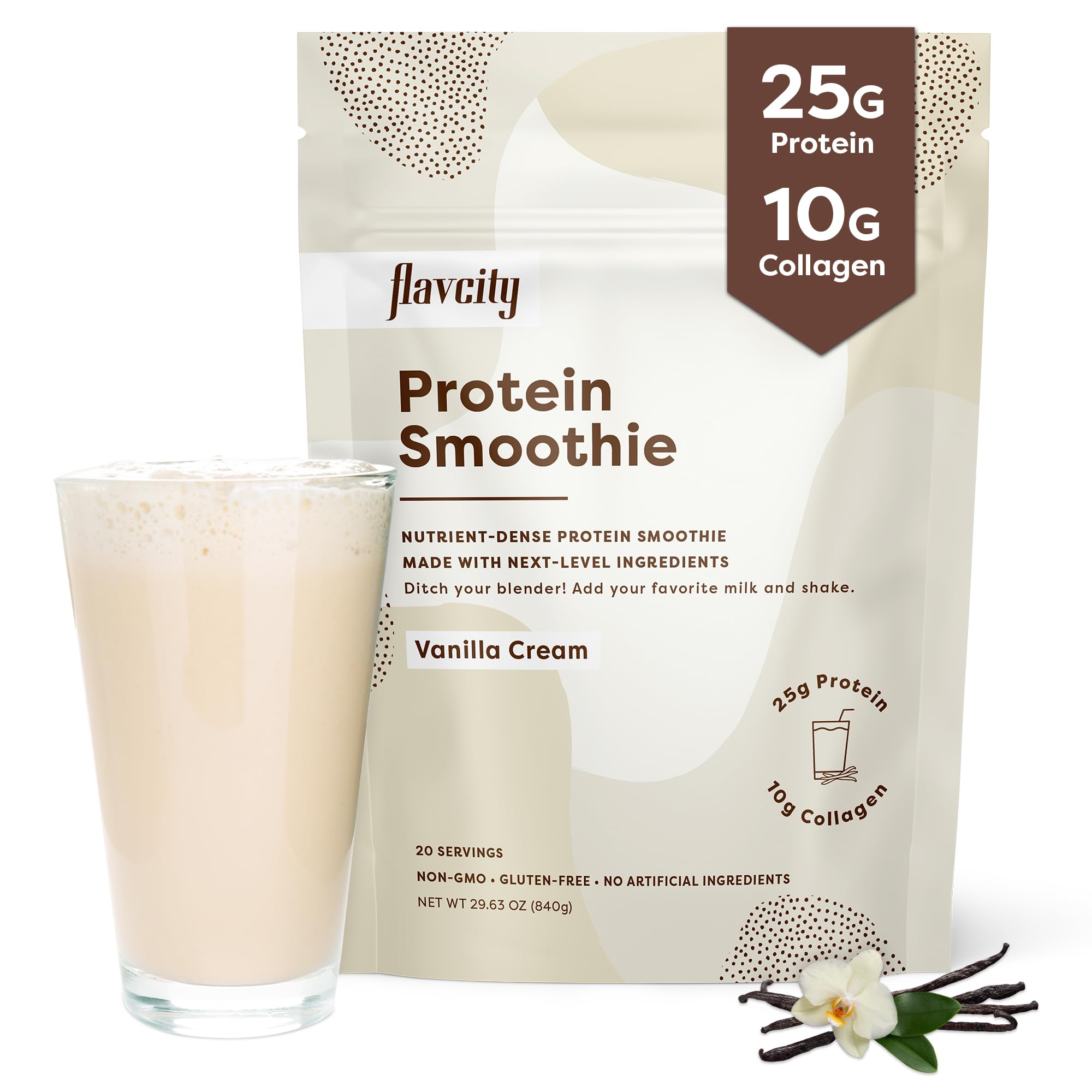 FlavCity Protein Powder Smoothie, Vanilla - 100% Grass-Fed Whey Protein FlavCityUS supplements