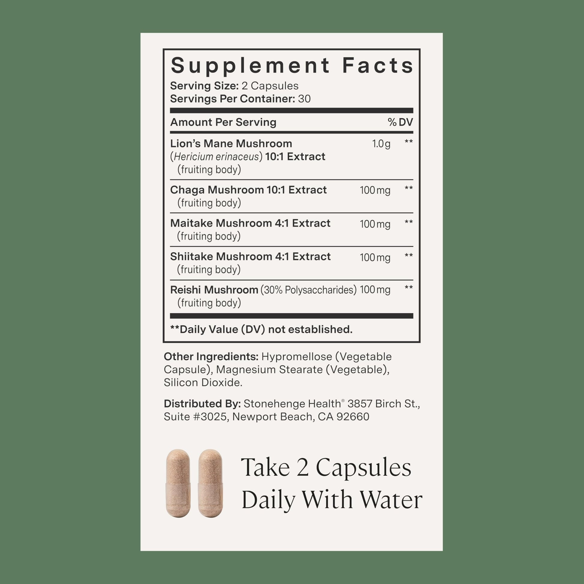 Stonehenge Health Dynamic Mushrooms 1,400 mg – 5 Mushroom Complex (Lion’s Mane, Reishi, Chaga, Maitake, Shiitake) – 100% Fruiting Bodies, Nootropic – Brain, Memory, Focus & Immune Support – 60 Caps Stonehenge HealthAu supplements