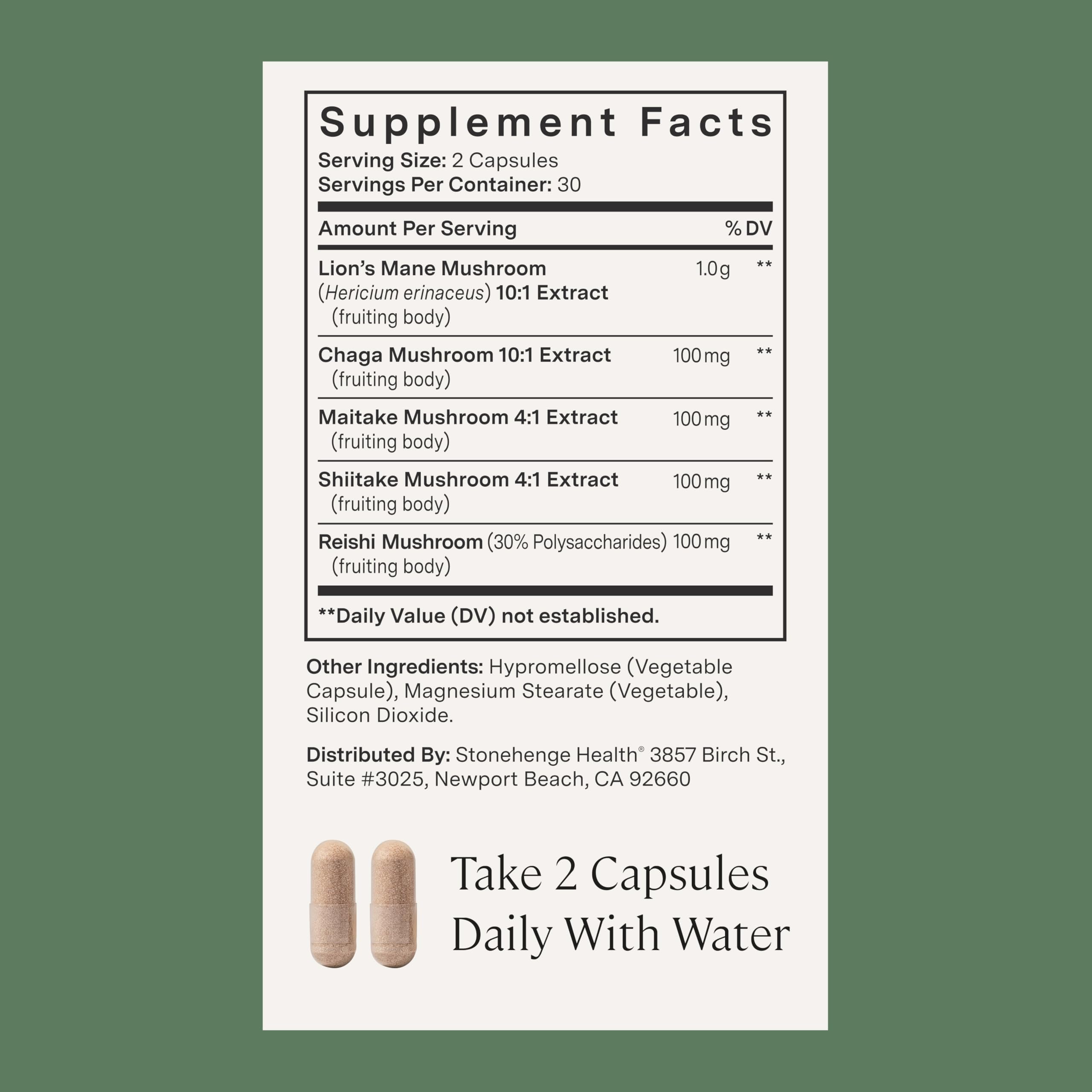 Stonehenge Health Dynamic Mushrooms 1,400 mg – 5 Mushroom Complex (Lion’s Mane, Reishi, Chaga, Maitake, Shiitake) – 100% Fruiting Bodies, Nootropic – Brain, Memory, Focus & Immune Support – 60 Caps Stonehenge HealthAu supplements