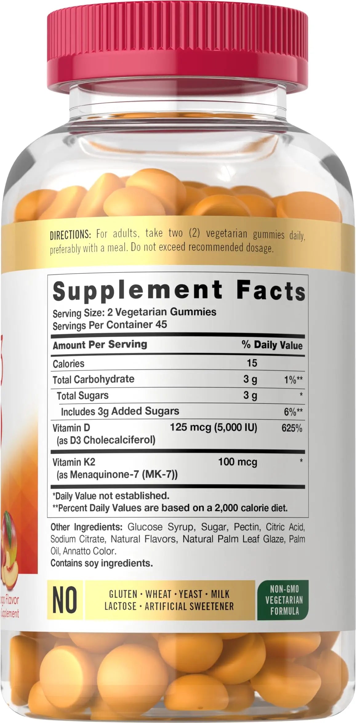 Carlyle Vitamin D3 K2 Gummies | 90 Count | 5,000 IU of D3 + 100 mcg MK7 | Peach Mango Flavor CarlyleAu supplements