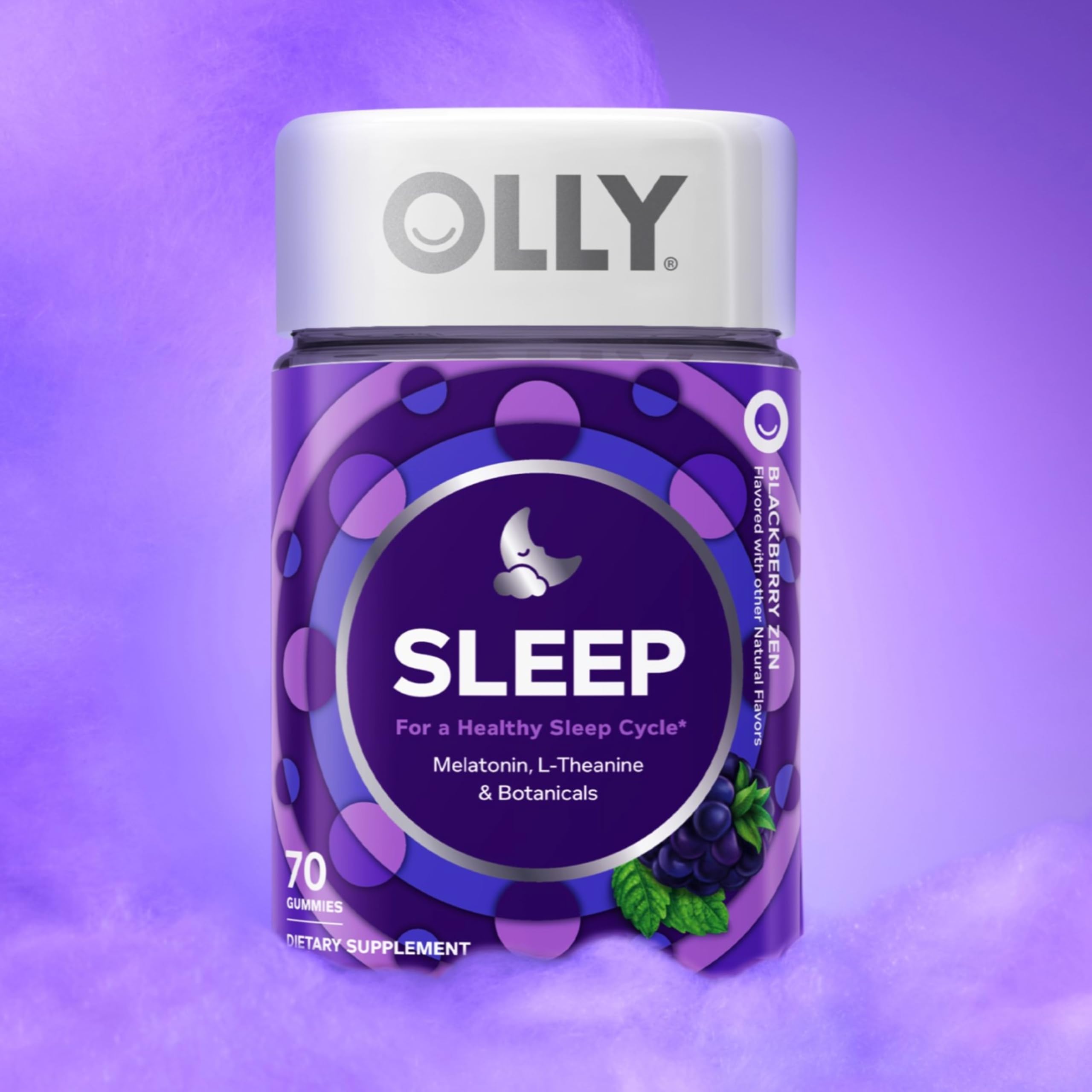 OLLY Sleep Gummy, 3 mg Melatonin, L-Theanine, Chamomile, Lemon Balm, Sleep Aid, Blackberry - 70 Count OLLYAu supplements