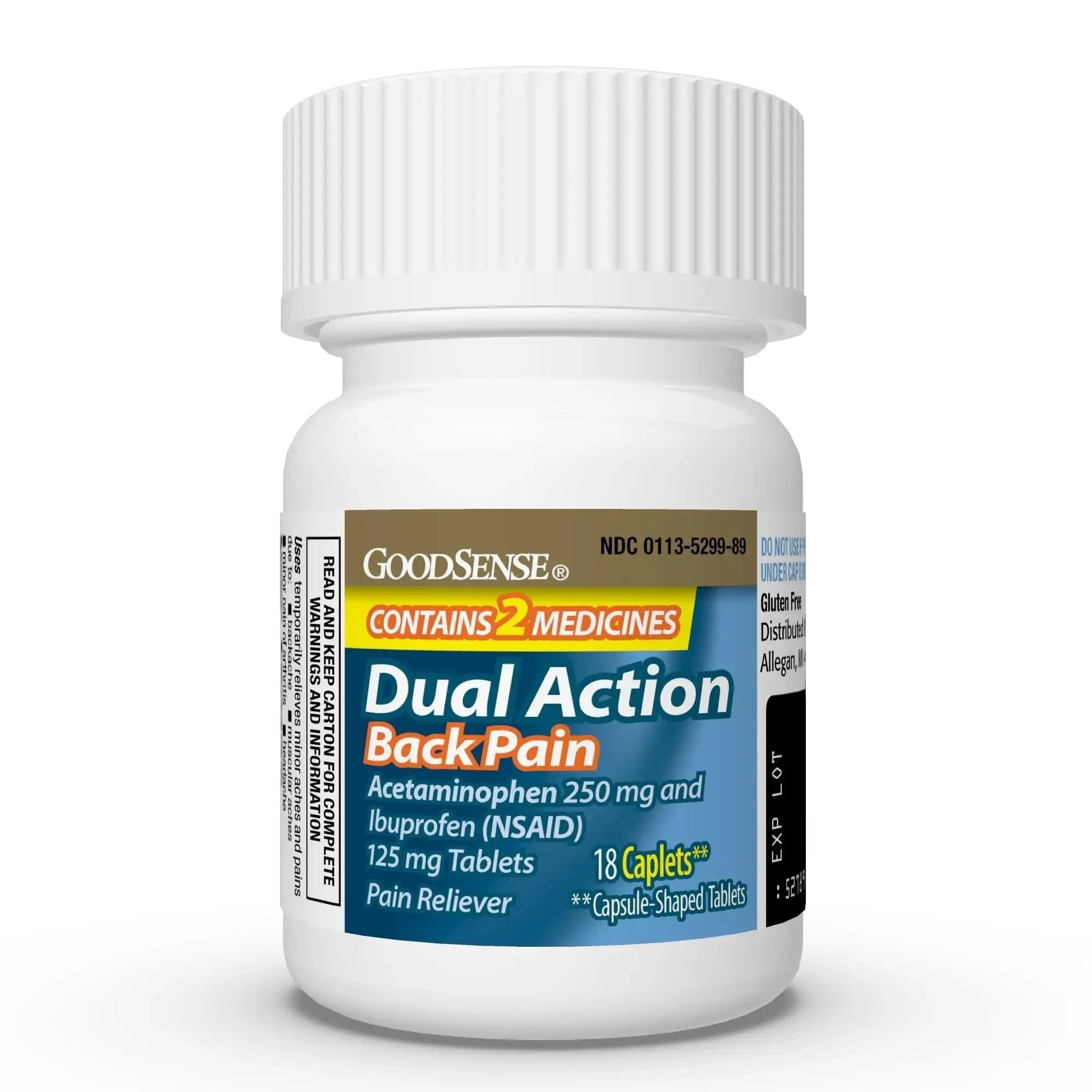 GoodSense Dual Action Acetaminophen and Ibuprofen (NSAID) Tablets, 250 mg/125 mg, Back Pain, 18 Count GoodSenseAu supplements