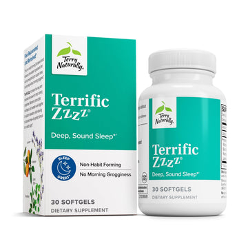 Terry Naturally Terrific Zzzz - Sleep Supplement for Adults - Dietary Supplement with Mandarin, Lemon Balm & Lavender - Non-GMO Relaxation & Sleep Relief Aid - 30 Softgels Terry NaturallyAu supplements
