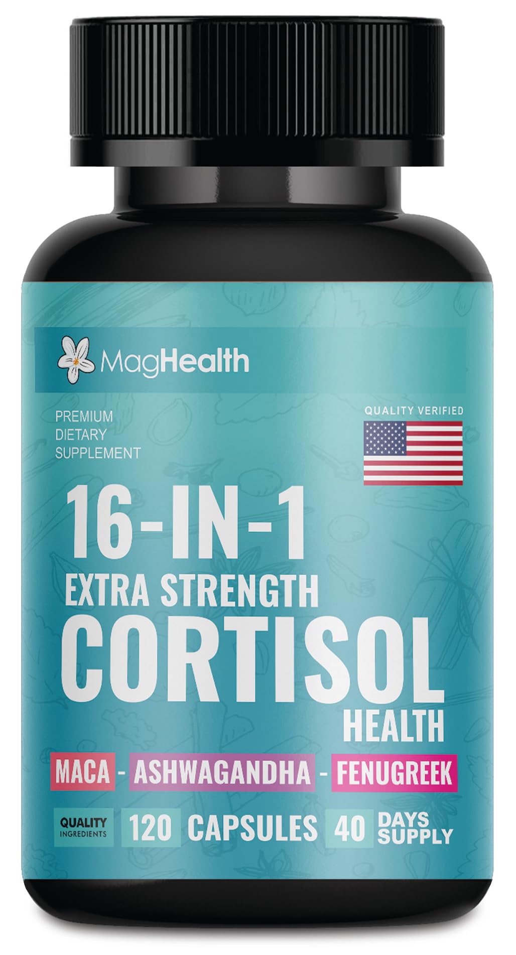 Cortisol Complex 16-in-1 Supplement for Women & Men | Stress Support Manager with Organic Ashwagandha, Maca Root, Rhodiola Rosea & Shilajit | Adaptogen Blend for Balance & Energy | 120 Capsules MagHealthAu supplements