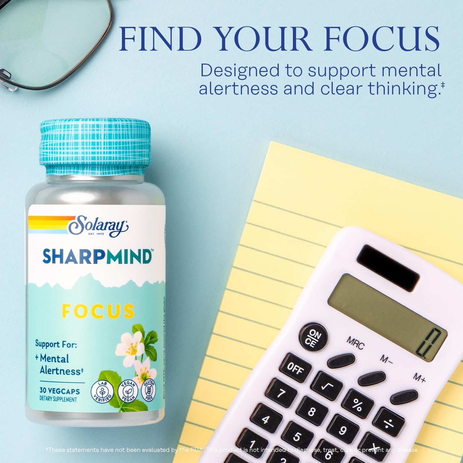 SOLARAY SharpMind Focus, Mental Alertness Nootropic Supplement, Memory Support, Each Capsule with Cognizin Citicoline, Vegan, 60 Day Money Guarantee, 30 Serv 30 Vegetarian Capsules Pills SOLARAYAu supplements