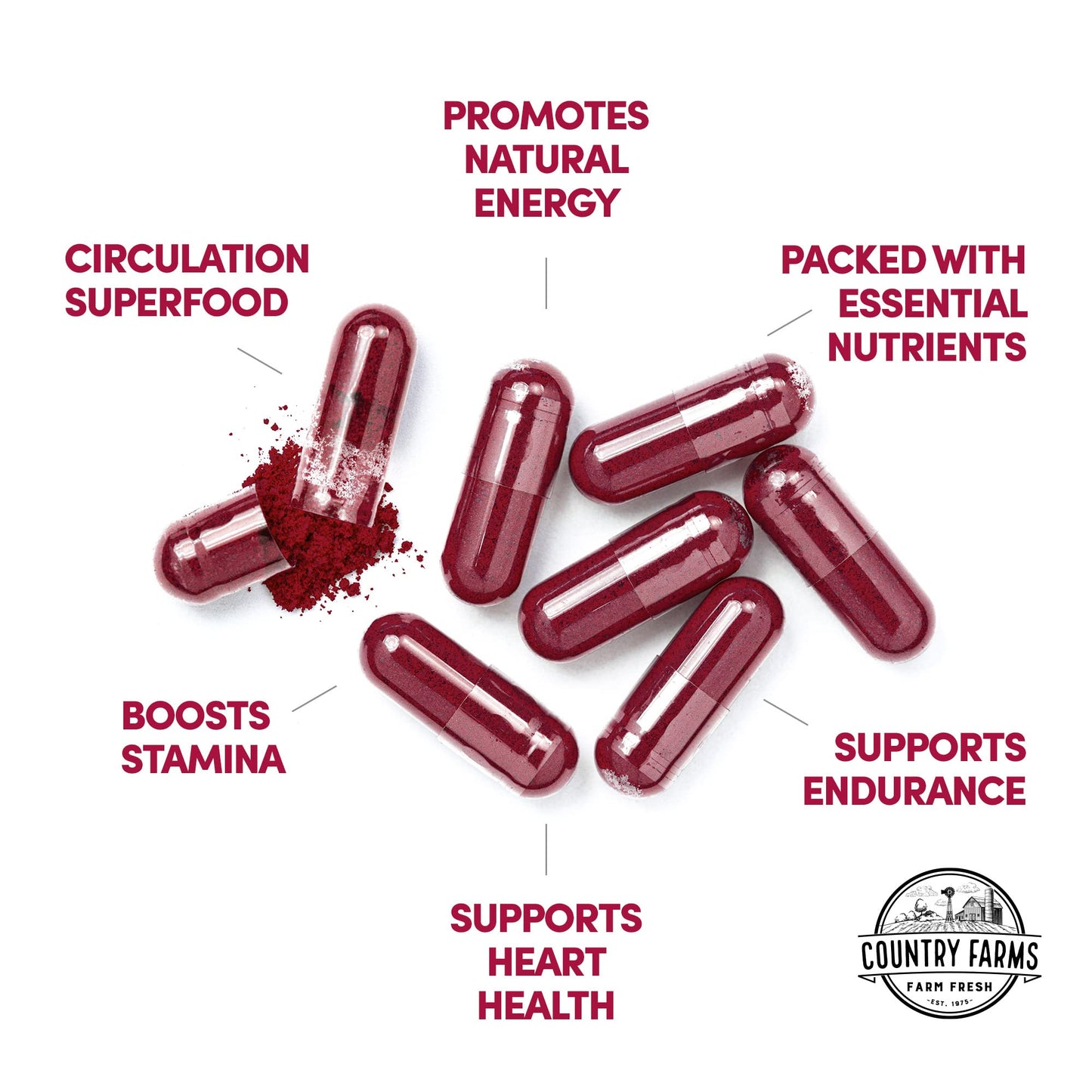 COUNTRY FARMS Bountiful Beets Root Capsules, Wholefood Beet Extract Superfood COUNTRY FARMSUS supplements