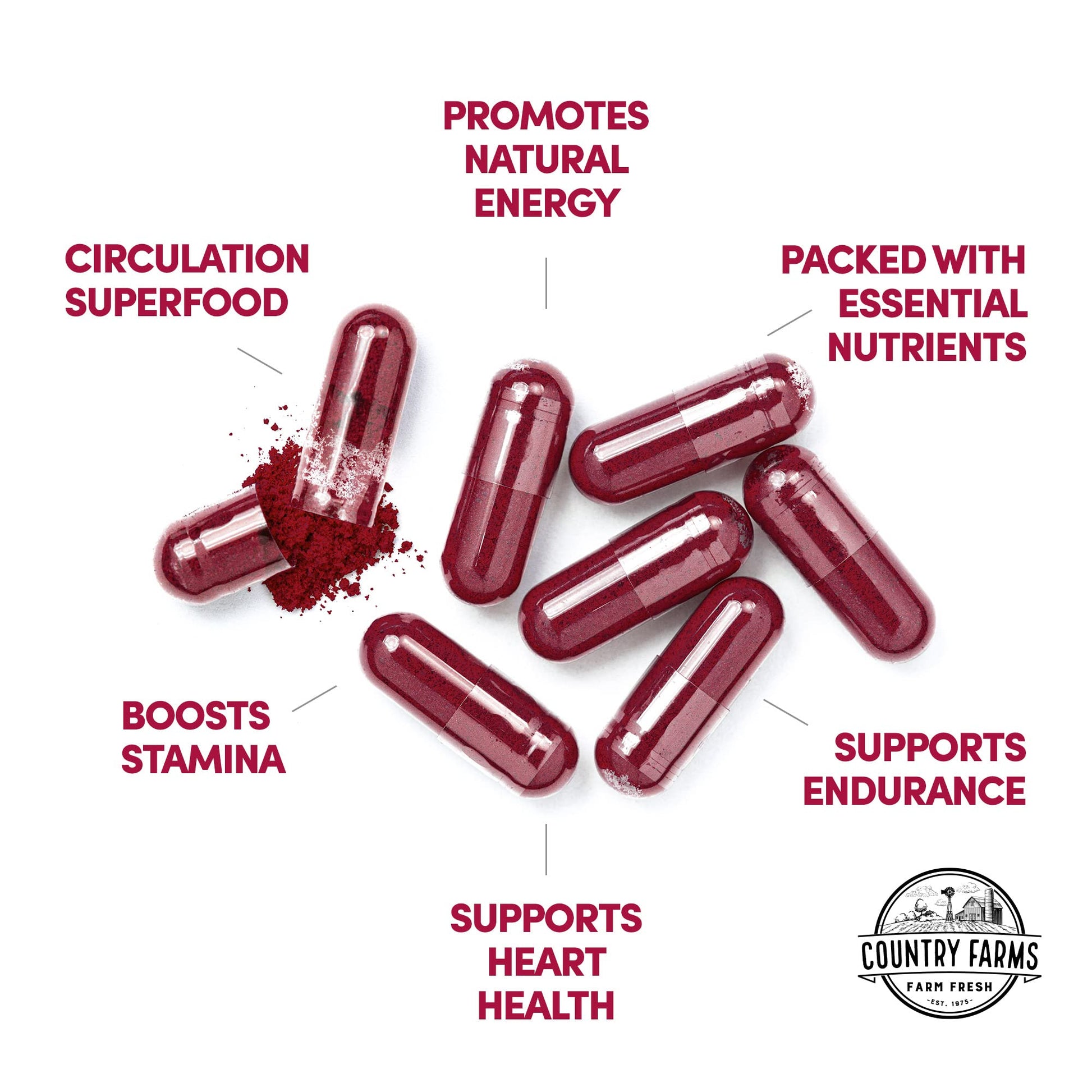 COUNTRY FARMS Bountiful Beets Root Capsules, Wholefood Beet Extract Superfood COUNTRY FARMSAu supplements