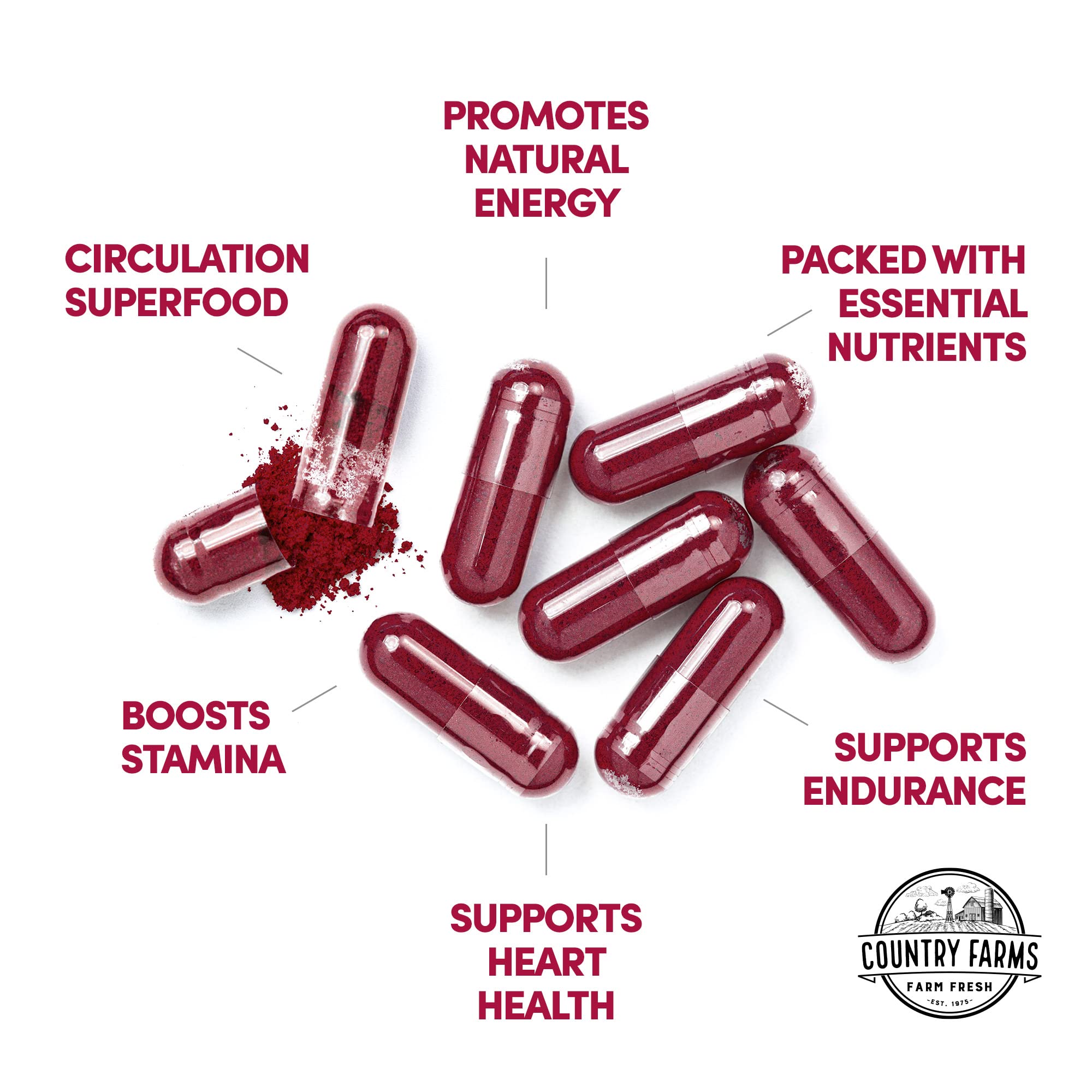 COUNTRY FARMS Bountiful Beets Root Capsules, Wholefood Beet Extract Superfood COUNTRY FARMSAu supplements