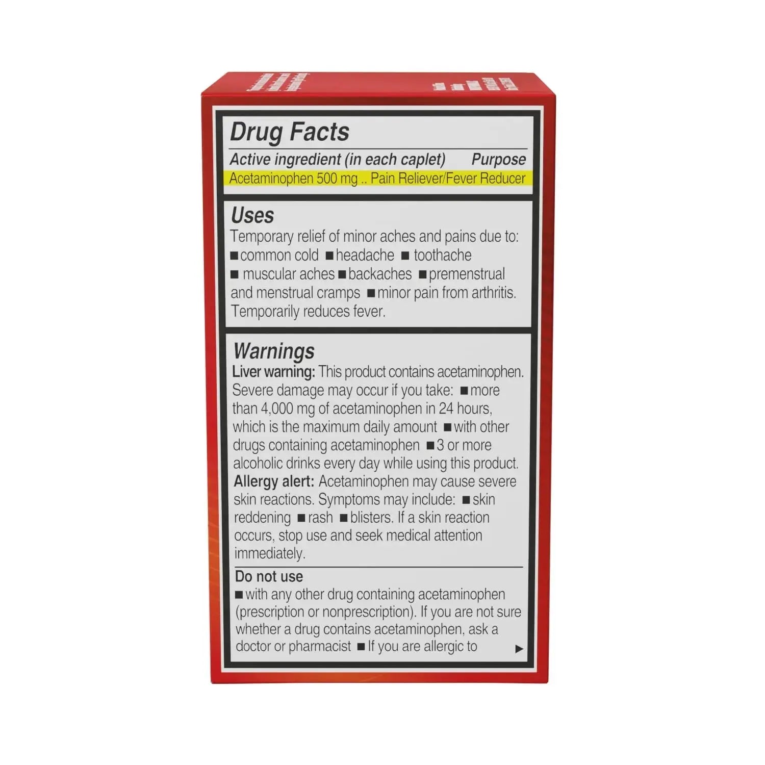 NOTTS Extra Strength 500 mg Caplets with Acetaminophen, Pain Reliever and Fever Reducer for Headache, Backache and Toothache, 100 Count NOTTSAu supplements
