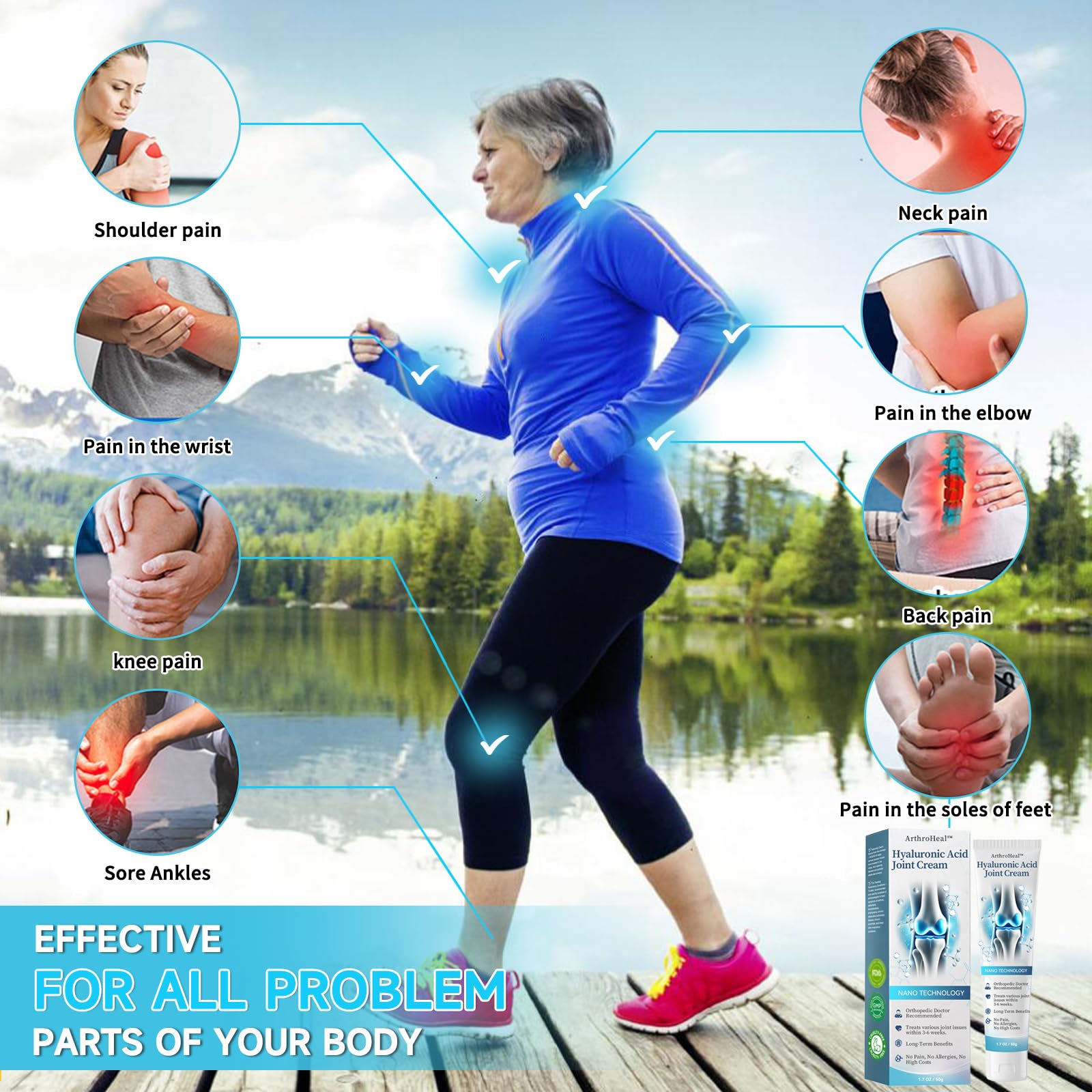Luhaka ArthroHeal Hyaluronic Acid Joint R-epair Cream,ArthroHeal Joint Cream,Quickly relieve joint discomfort, Quickly relieve joint discomfort, suitable for joint activities throughout the body (1) LuhakaAu supplements