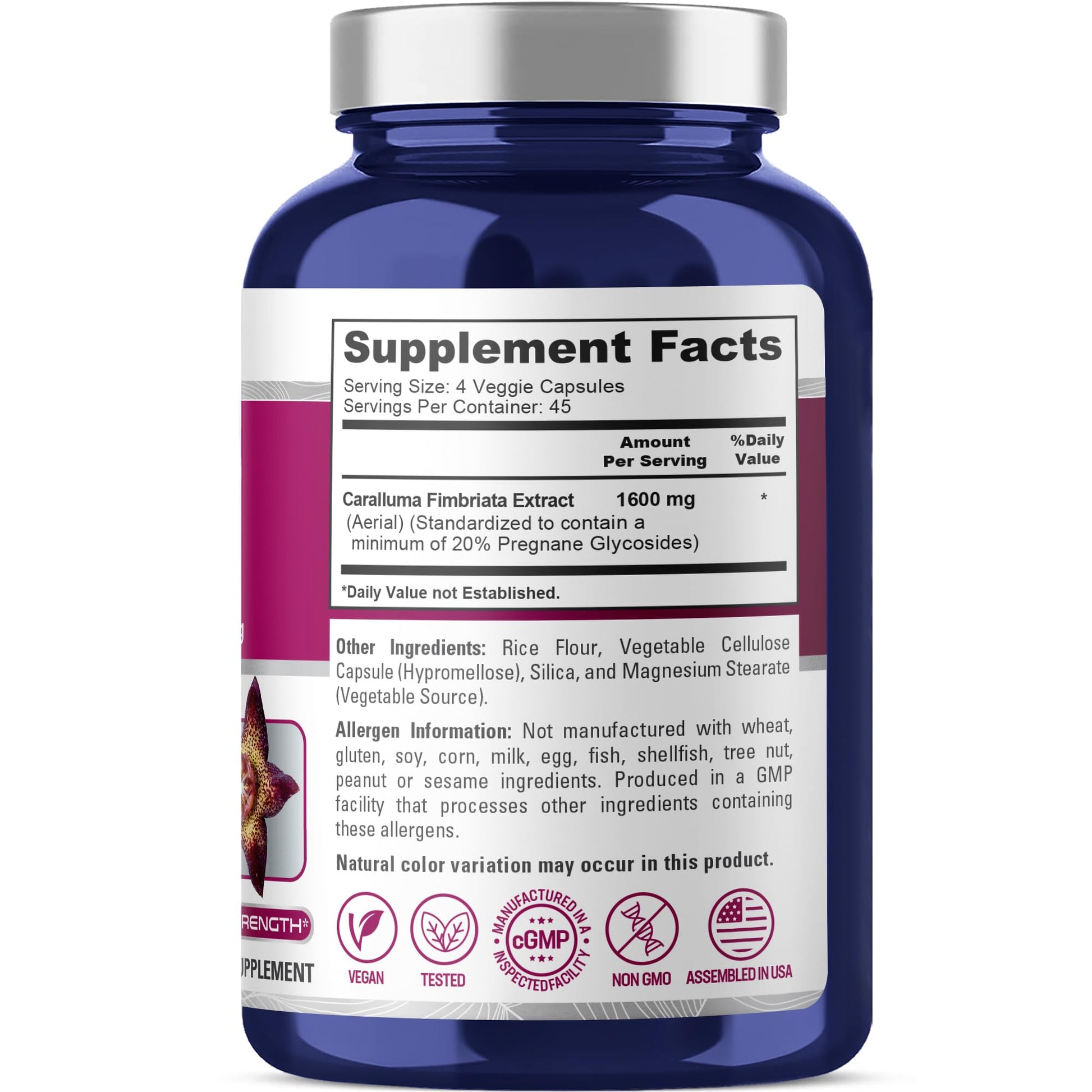 NusaPure Caralluma Fimbriata 1600mg - 180 Veggie Capsules (Non-GMO, Vegan) NusaPureAu supplements