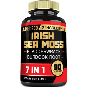 7in1 Irish Sea Moss Capsules 6750 Mg with Organic Bladderwrack & Burdock Root, Turmeric, Apple Cider Vinegar - Raw Seamos Pills for Hair, Skin, Thyroid Healths - 90 Caps for 3-Month Supply MeciscoAu supplements