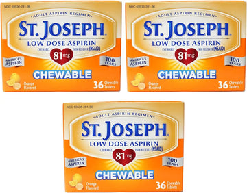 St. Joseph Orange Chewable 81mg Aspirin, 36 Tablets (Pack of 3) St. JosephAu supplements