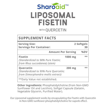 Sharoaid Liposomal Fisetin with Quercetin Supplements 1200 mg per Serving SharoaidUS supplements