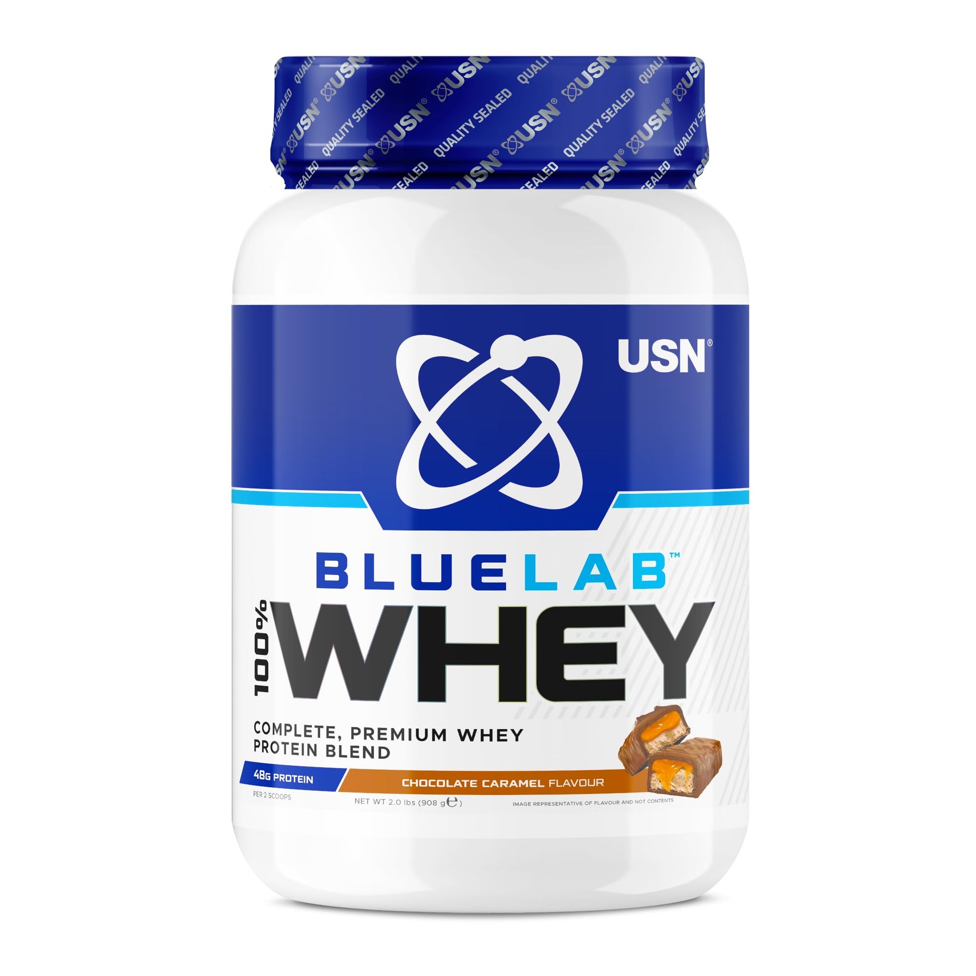 USN Blue Lab Whey Protein Powder: Chocolate Caramel - Whey Protein 908g USNAu supplements