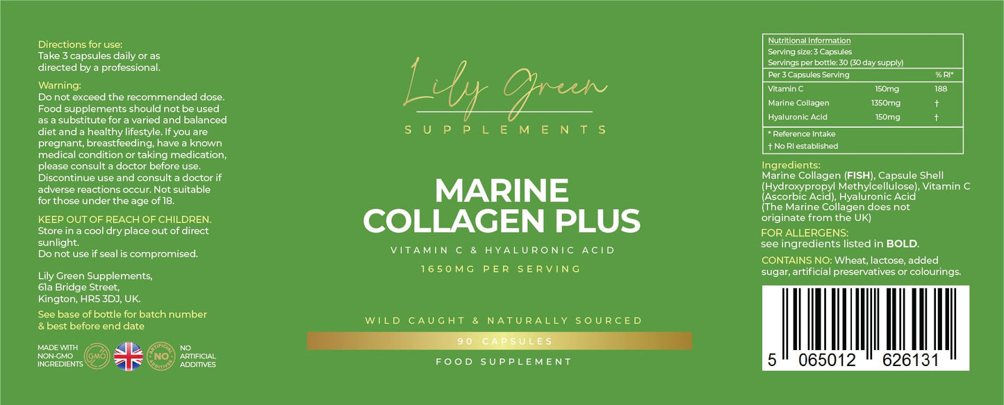 Lily Green | Marine Collagen with Hyaluronic Acid & Vitamin C - 1650mg per Serving Lily Green SupplementsUS supplements
