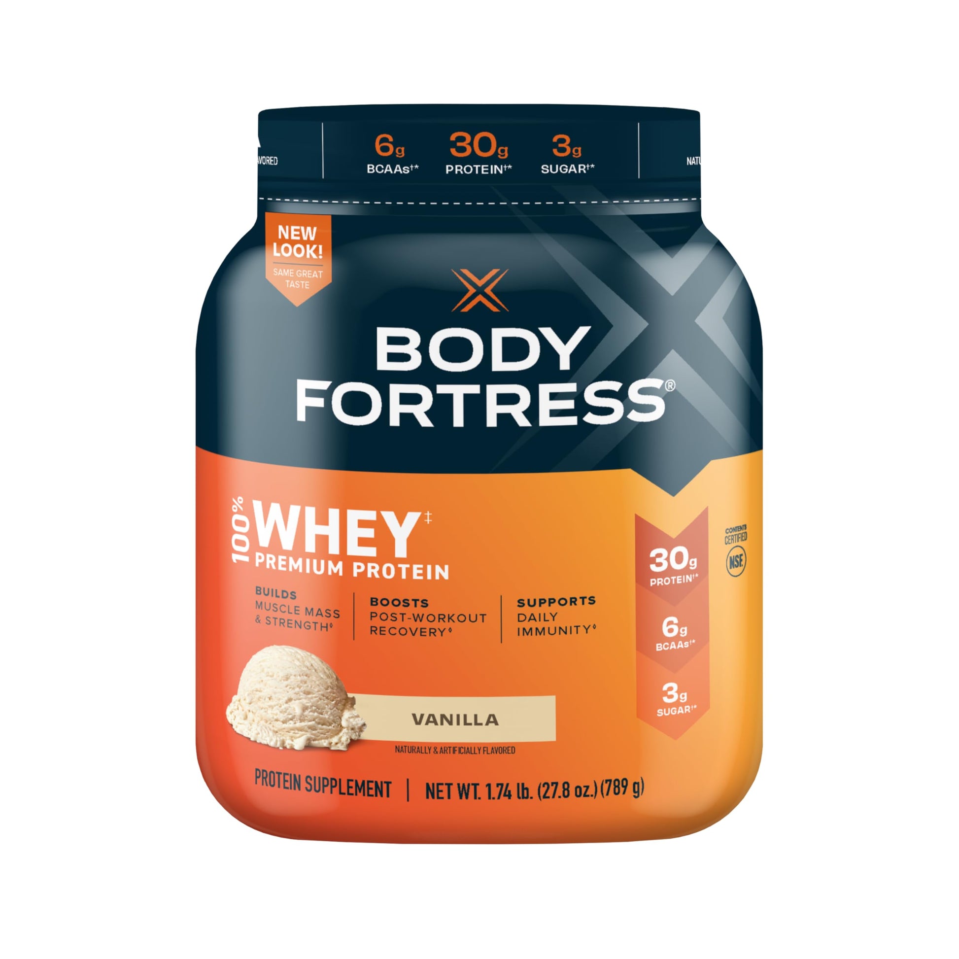 Body Fortress 100% Whey, Premium Protein Powder, Vanilla, 1.74lbs (Packaging May Vary) Body FortressUS supplements