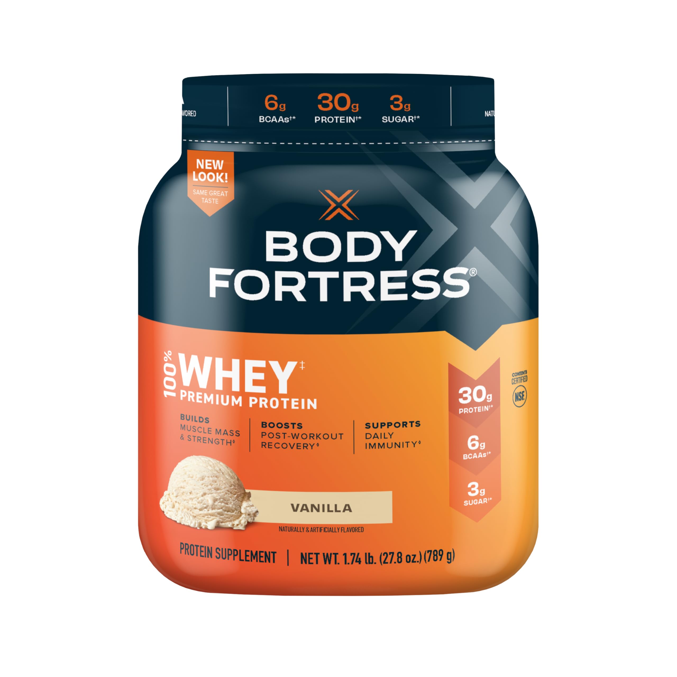 Body Fortress 100% Whey, Premium Protein Powder, Vanilla, 1.74lbs (Packaging May Vary) Body FortressUS supplements