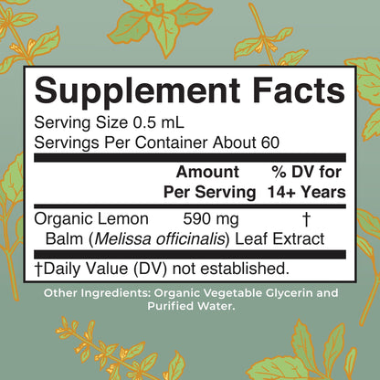 MaryRuth Organics Lemon Balm Leaf Liquid Extract | Mood Support | Relaxation | Calming | Nervine Herbal | Lemon Balm Tincture | USDA Organic | Vegan | Non-GMO | Gluten Free | 1 Fl Oz MARYRUTH'SUS supplements