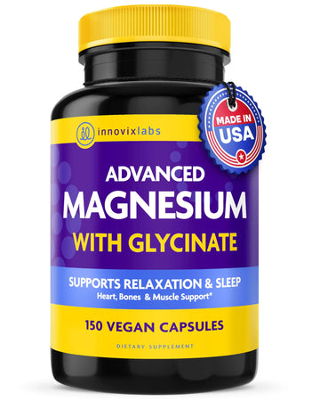 InnovixLabs Advanced Magnesium Capsules - 150 Ct, 210 mg - Chelated Glycinate and Malate - High Absorption, Promotes Relaxation, Bones, Muscle Health, Vegan Malate Sleep Supplement InnovixLabsAu supplements