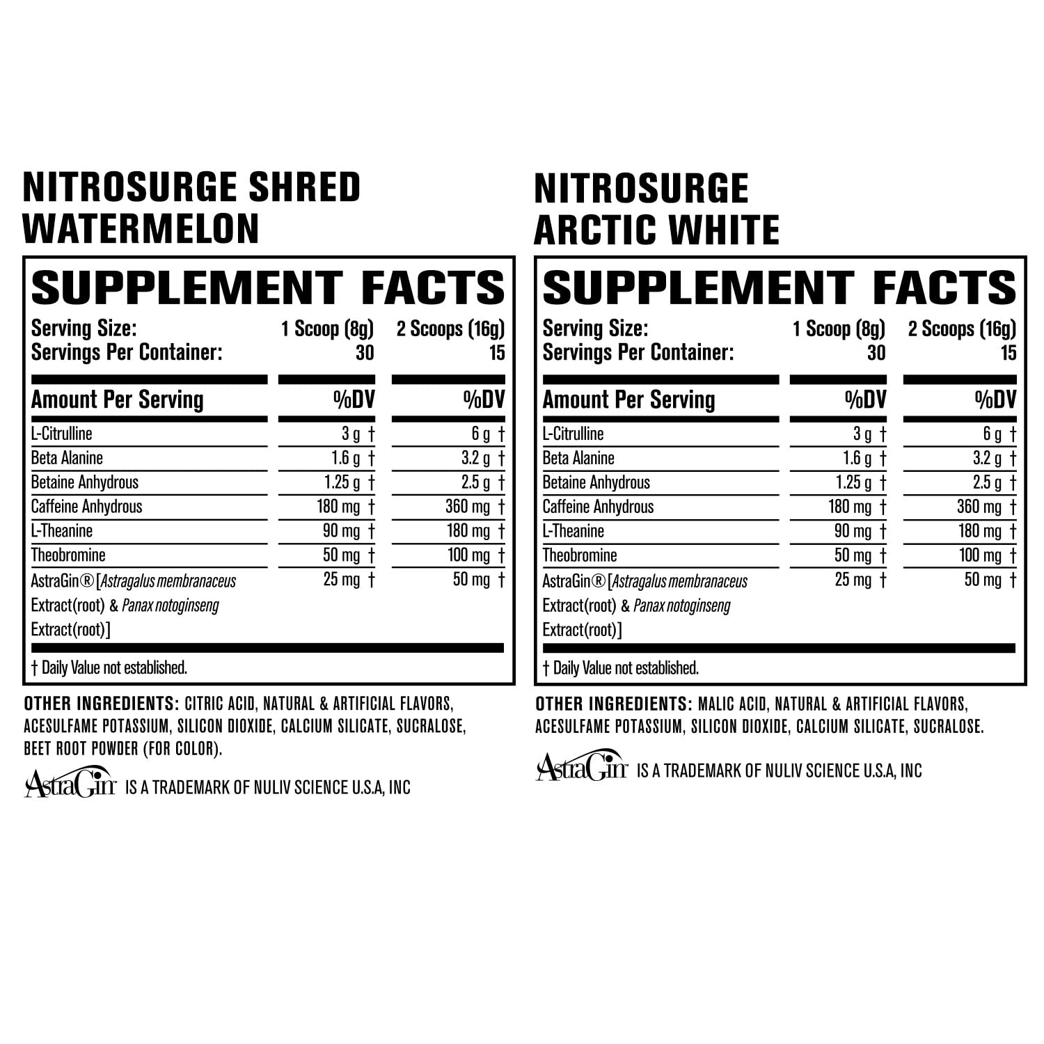 Jacked Factory Nitrosurge Pre-Workout in Arctic White & Watermelon Nitrosurge Shred Jacked FactoryAu supplements