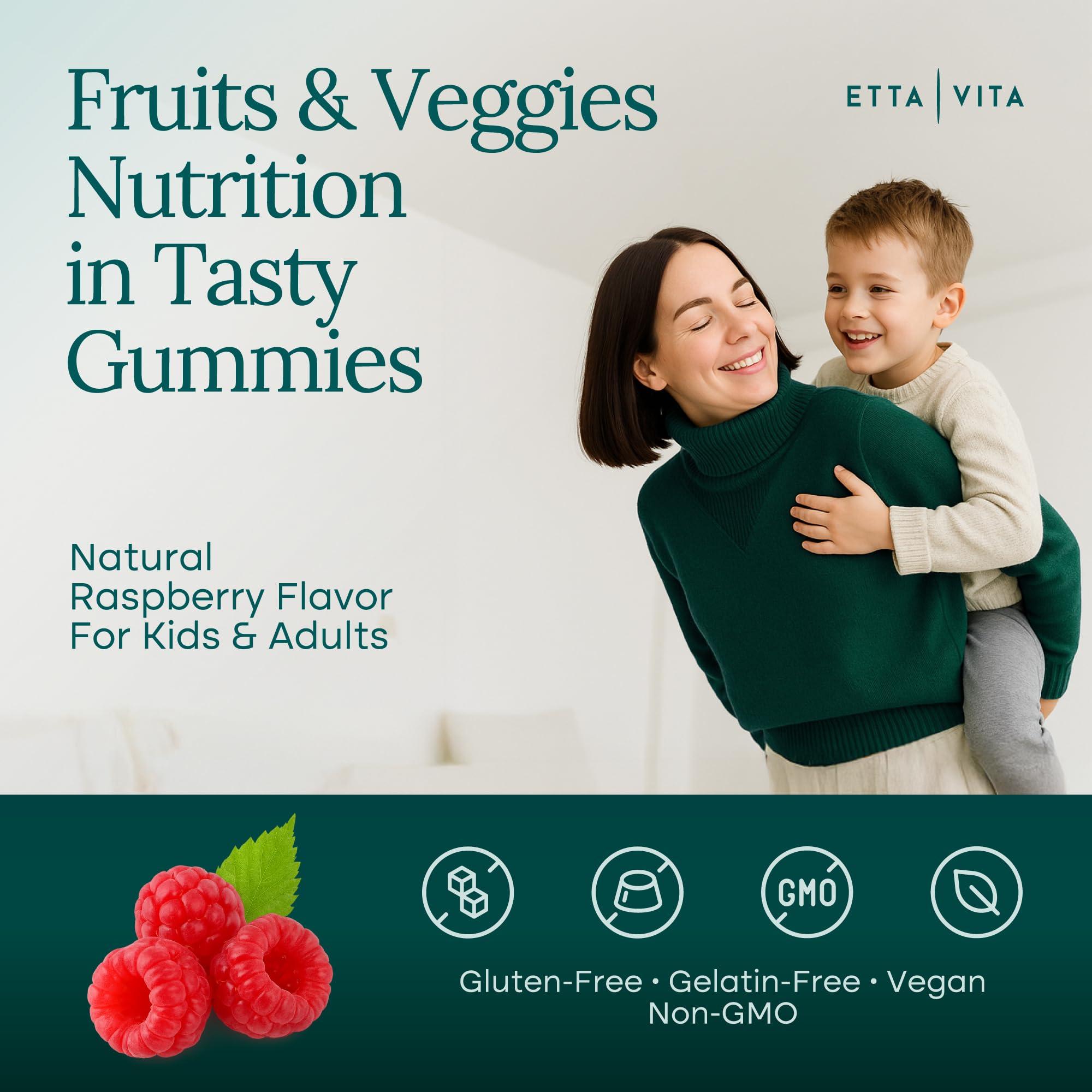 Everyday Debloat & Detox Sugar-Free Fruits and Veggies Gummies - Energy Support with Superfood Fruit and VegetableSupplement (120 Chews) Cruelty-Free, Vegan, Gluten-Free, Fruit and Vegetable Vitamin Etta VitaAu supplements