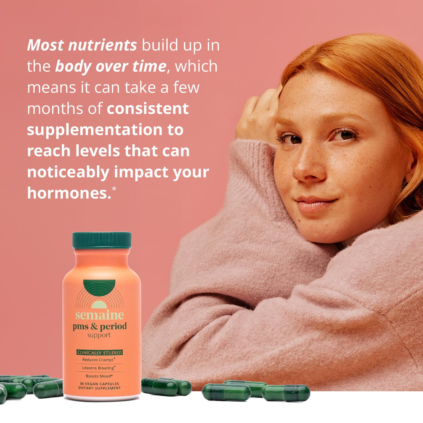 PMS & Period Relief - Menstrual Cramp Relief: No More Period Cramps, Mood Swings, or Bloating. PMS Supplement for Happy Hormones and Period Relief. (40 Count) SemaineAu supplements