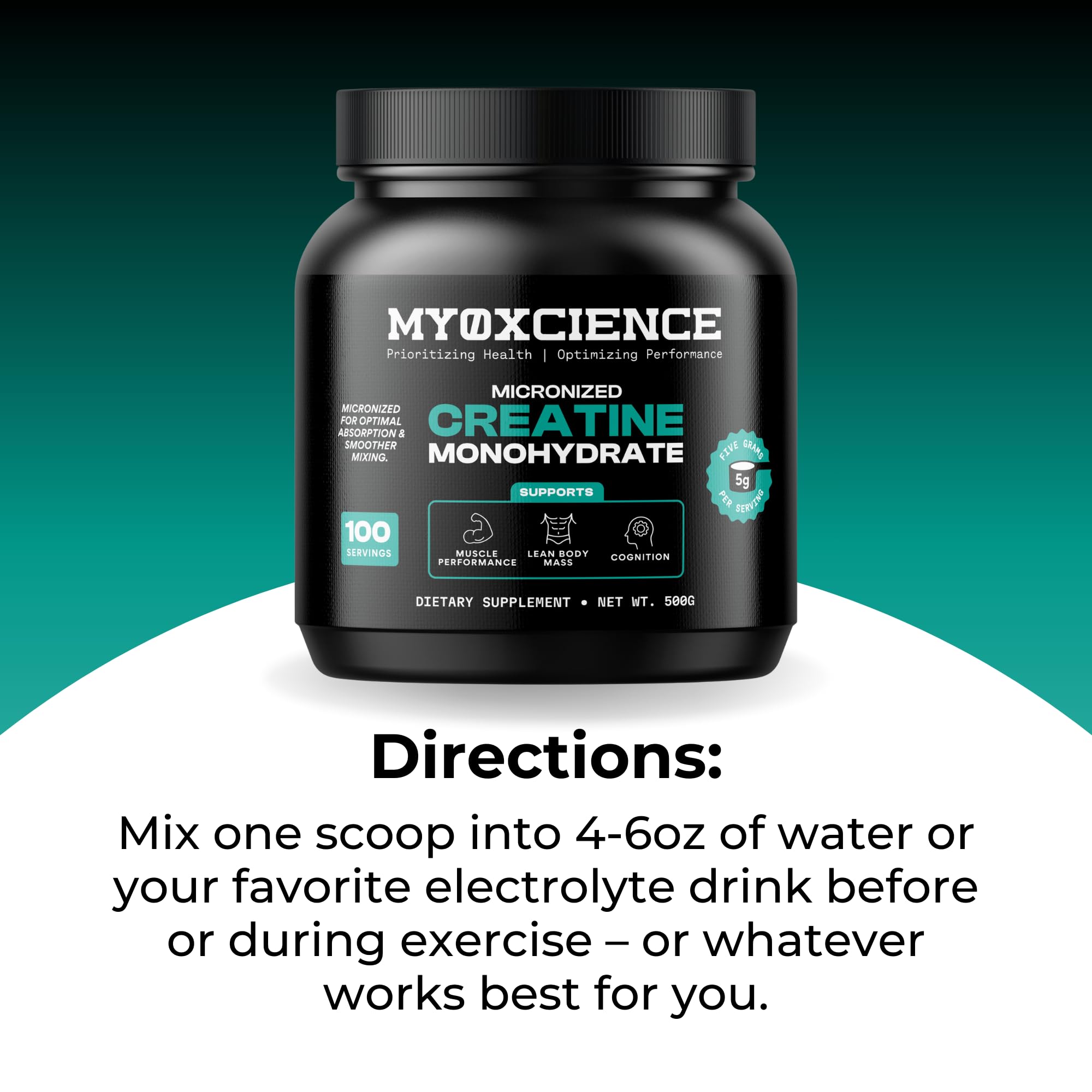 MYOXCIENCE Micronized Creatine | Supports Muscle Performance, Lean Body Mass, & Cognition | 100 Servings MYOXCIENCEAu supplements