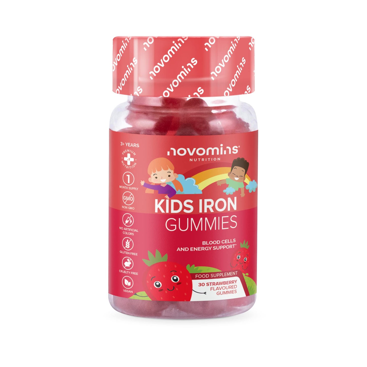 Kids Iron Gummies – Iron Supplement for Kids – Energy & Immune System – Vegan novominsUS supplements