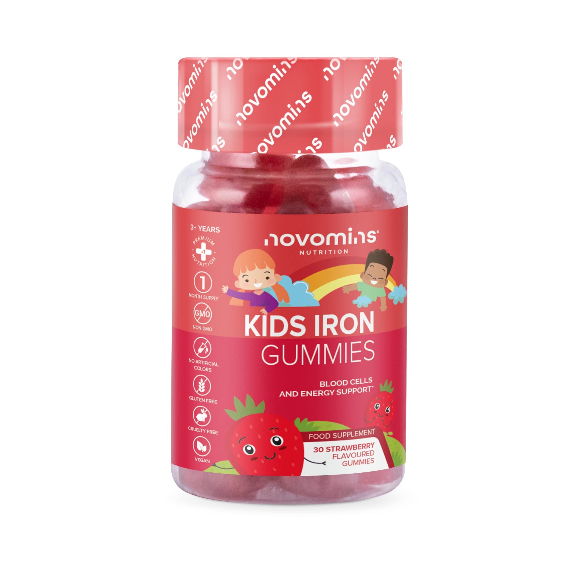 Kids Iron Gummies – Iron Supplement for Kids – Energy & Immune System – Vegan novominsUS supplements