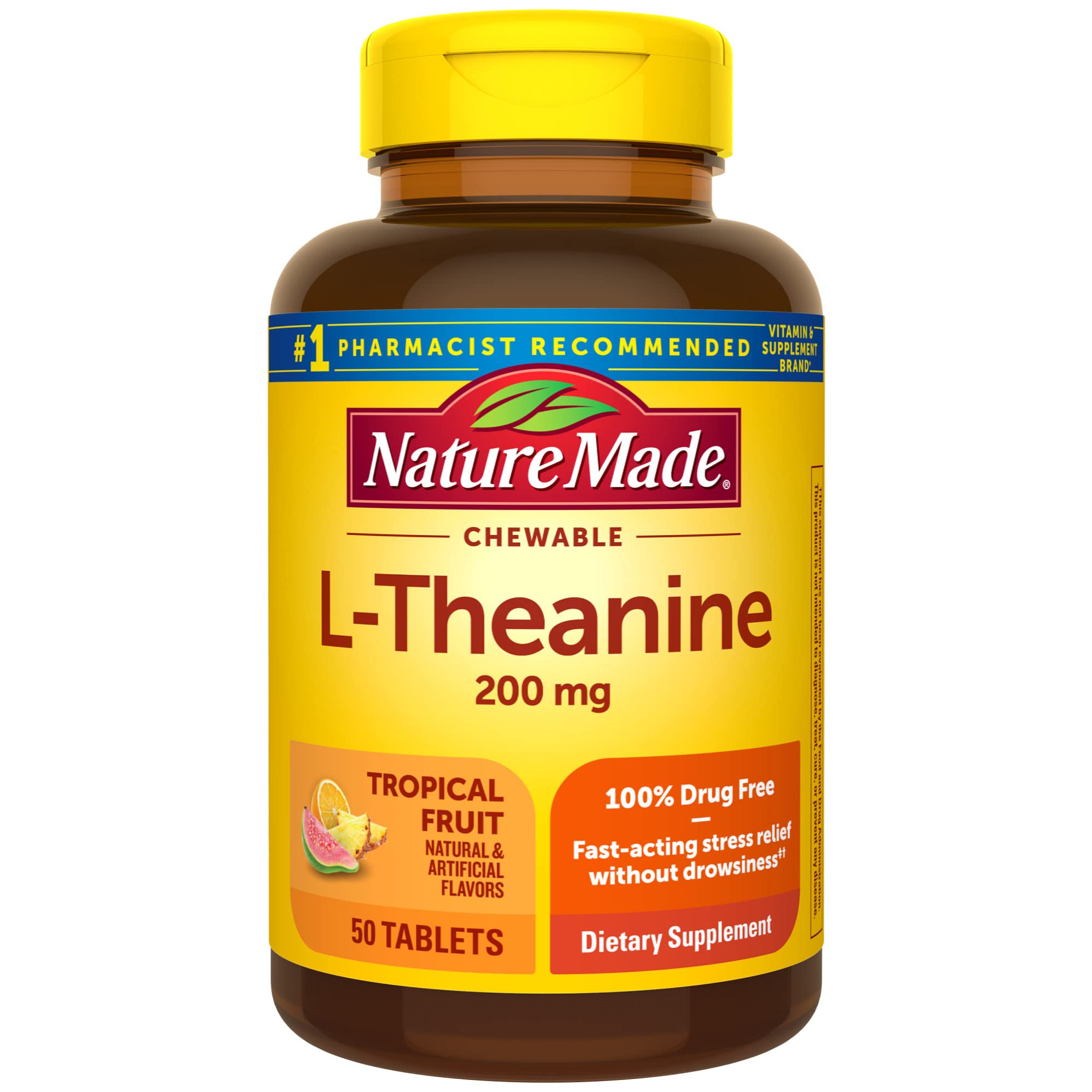 Nature Made Chewable L Theanine 200mg, L-Theanine Supplement for Stress Relief Nature MadeAu supplements