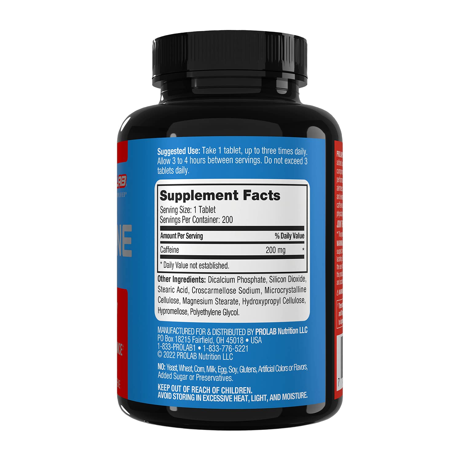 ProLab Caffeine Tablets 200mg - 200ct | Energy Support, Helps Enhance Endurance & Mental Focus, Reduce Fatigue, Pre-Workout, Extra Strength ProLabAu supplements