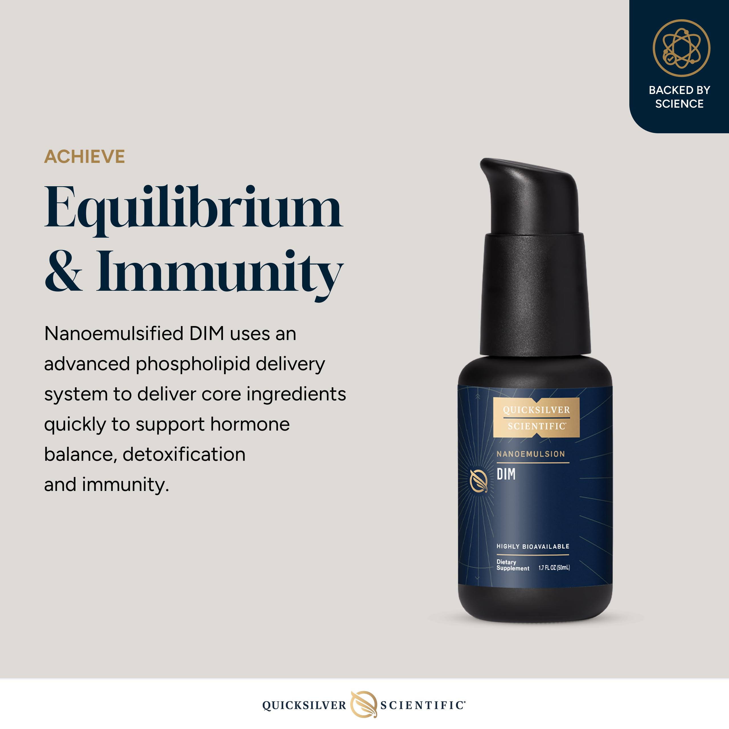 Quicksilver Scientific Nanoemulsified DIM - Liposomal DIM Supplement to Support Healthy Hormone Balance for Women & Men - Soy-Free Detox & Immune Support (1.7oz / 50ml) Quicksilver ScientificUS supplements