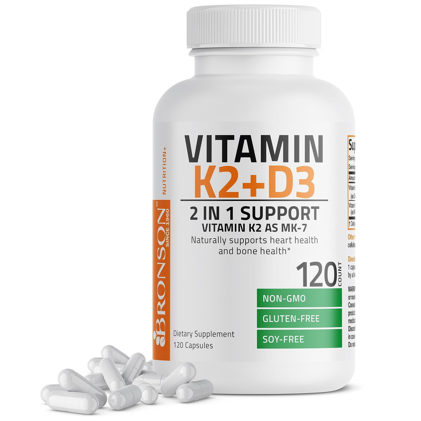 Bronson Vitamin K2 (MK7) with D3 Supplement Non-GMO Formula 5000 IU Vitamin BronsonUS supplements