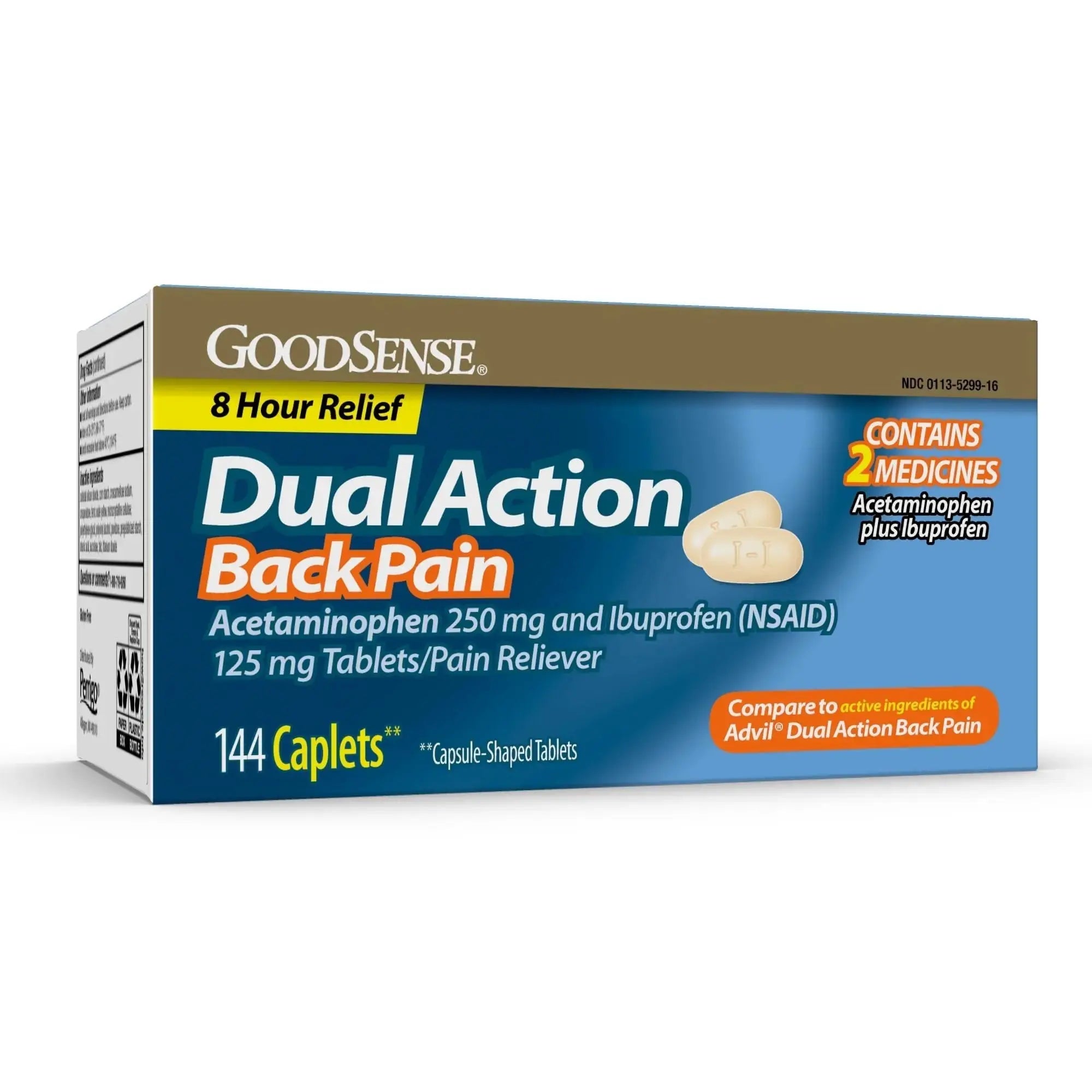 GoodSense Dual Action Acetaminophen and Ibuprofen (NSAID) Tablets, 250 mg/125 mg, Back Pain, 144 Count GoodSenseAu supplements