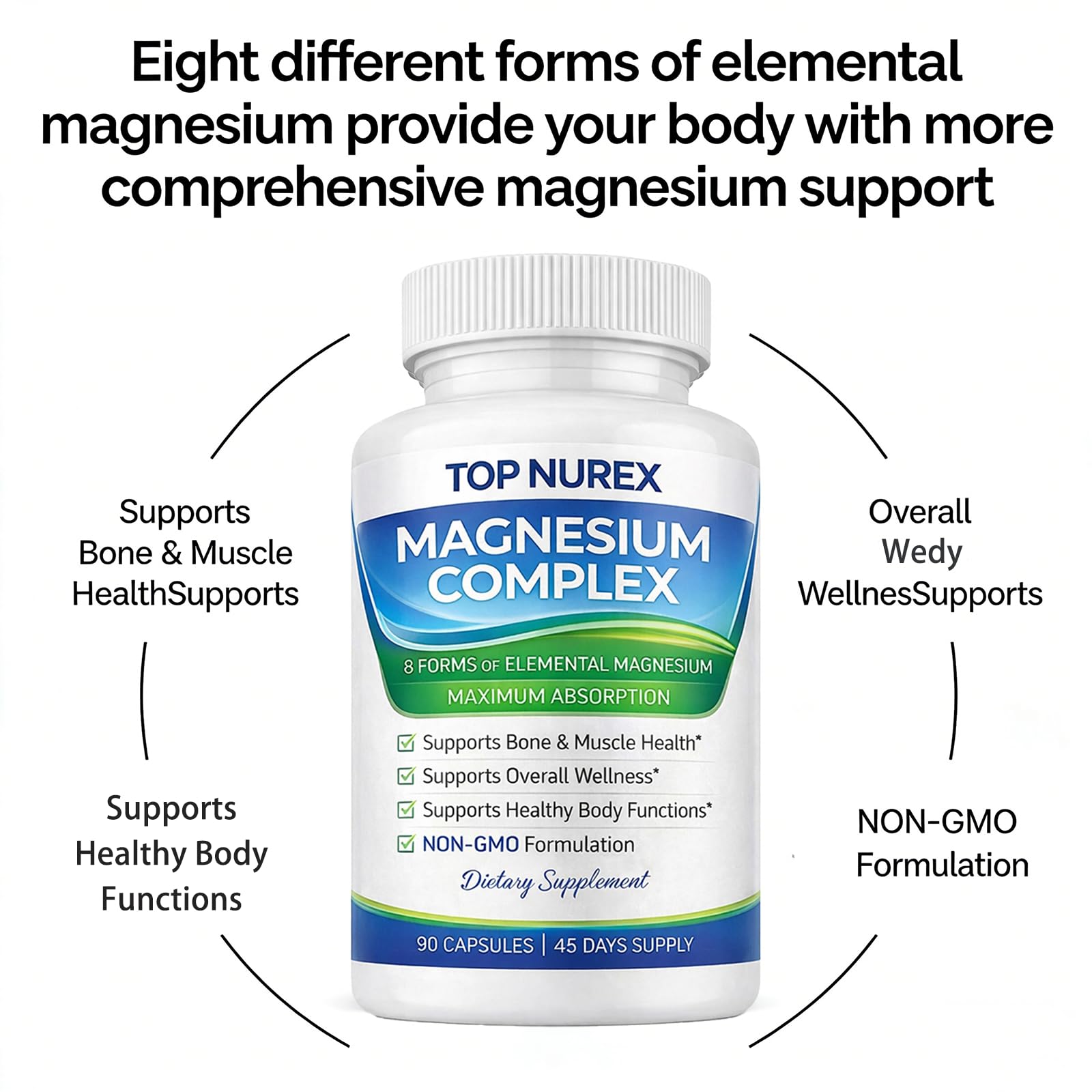 Top Nurex Magnesium Complex 1000 mg, 8-Source Magnesium Blend with Glycinate, Citrate, Malate & Taurate, Vegan Formula, Non-GMO, 90 Capsules Top NurexAu supplements