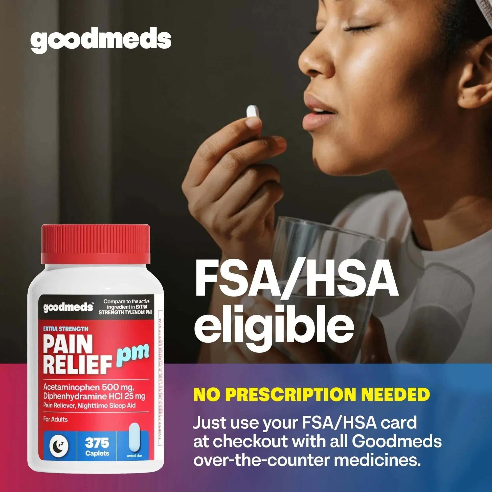 GoodMeds Compare to Tylenol PM PM Pain Reliever & Sleep Aid, Generic Acetaminophen 500mg, Fast-Acting, Extra Strength for Headaches, Migraines, Aches | Non-Habit Forming (375 Count) GoodMedsAu supplements
