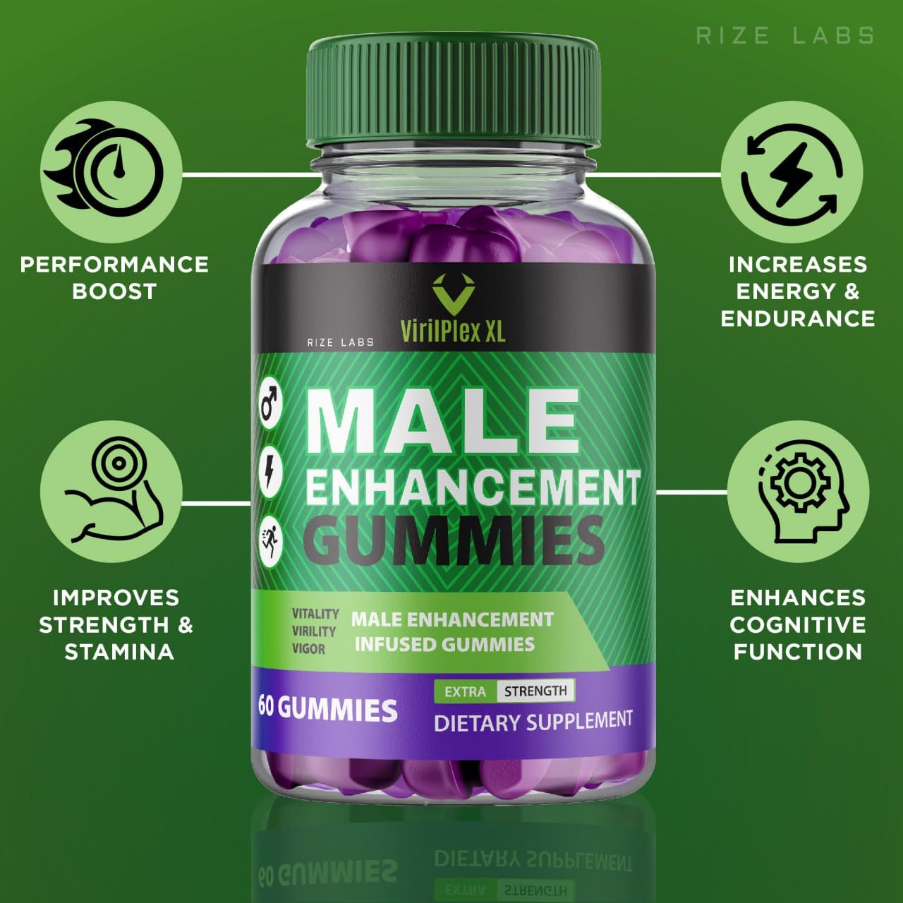 rize labs VirilPlex XL Male Performance Gummies, Premium Formula for Health and Well-Being for Men, Gummys to Deliver Maximum Performance Benefits - Pack of 3(180 Gummies) rize labsAu supplements