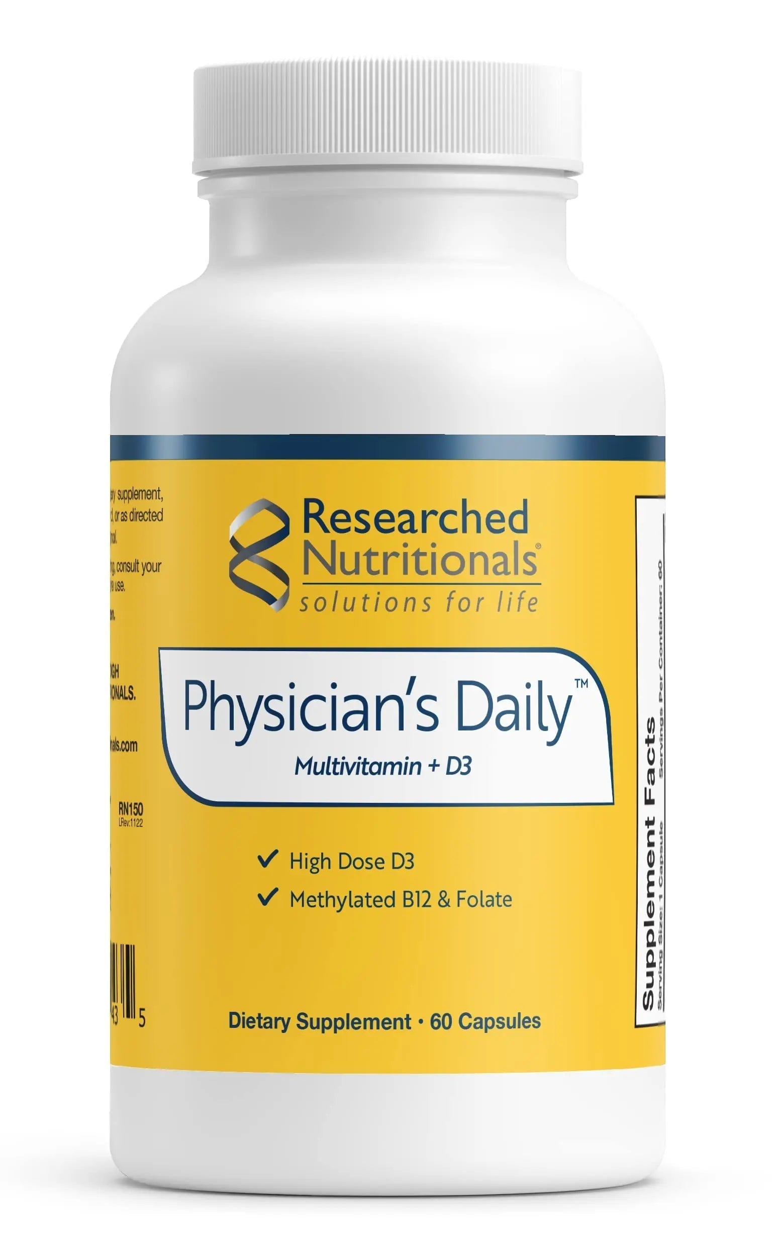 Researched Nutritionals Physician's Daily + D3 Supplement - Daily Multivitamin for Men and Women with Vitamin D3 2000iu Researched NutritionalsAu supplements