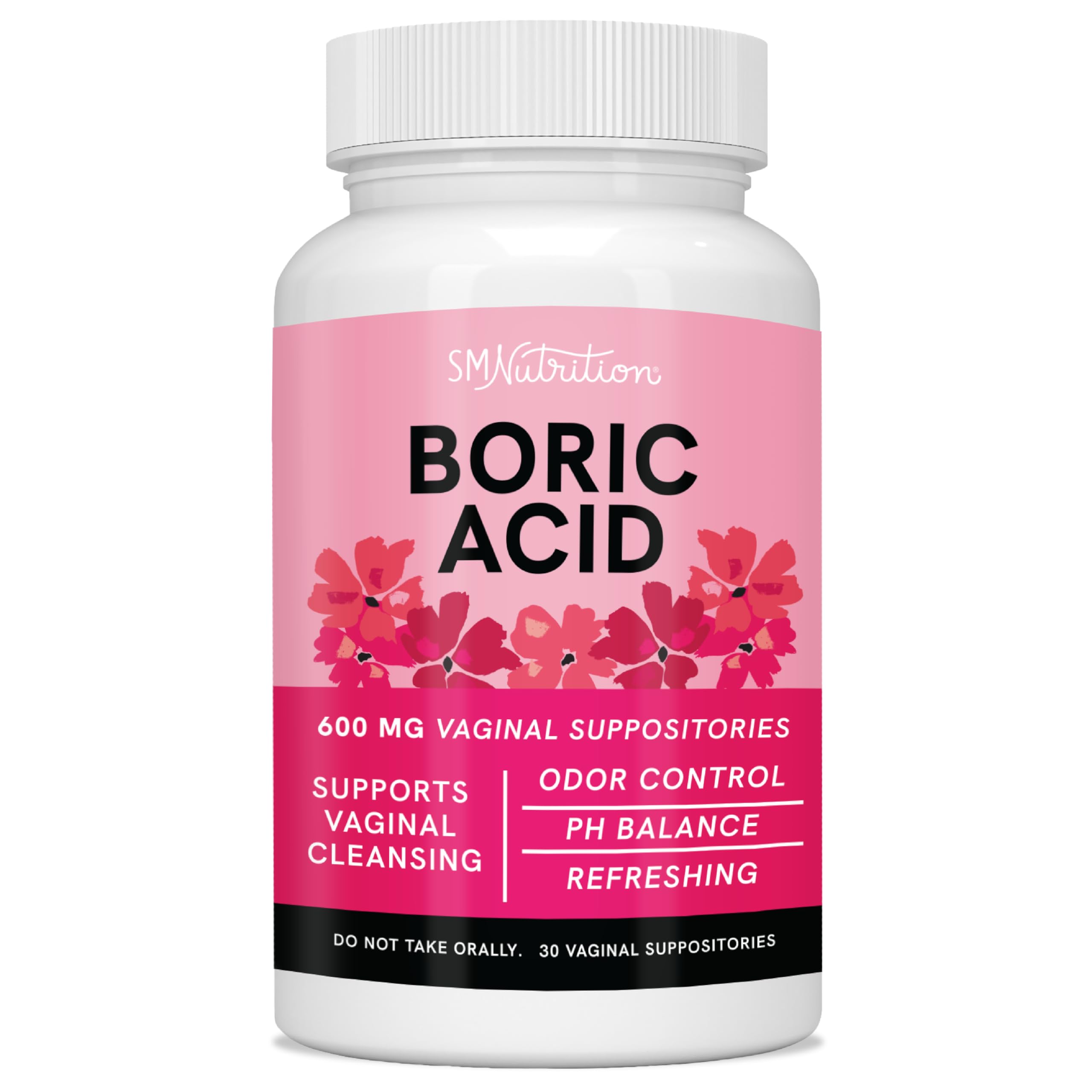 Boric Acid Suppositories for Women | 600mg | for pH Balance, Vaginal Odor & Itching | Feminine Hygiene SMNutritionAu supplements