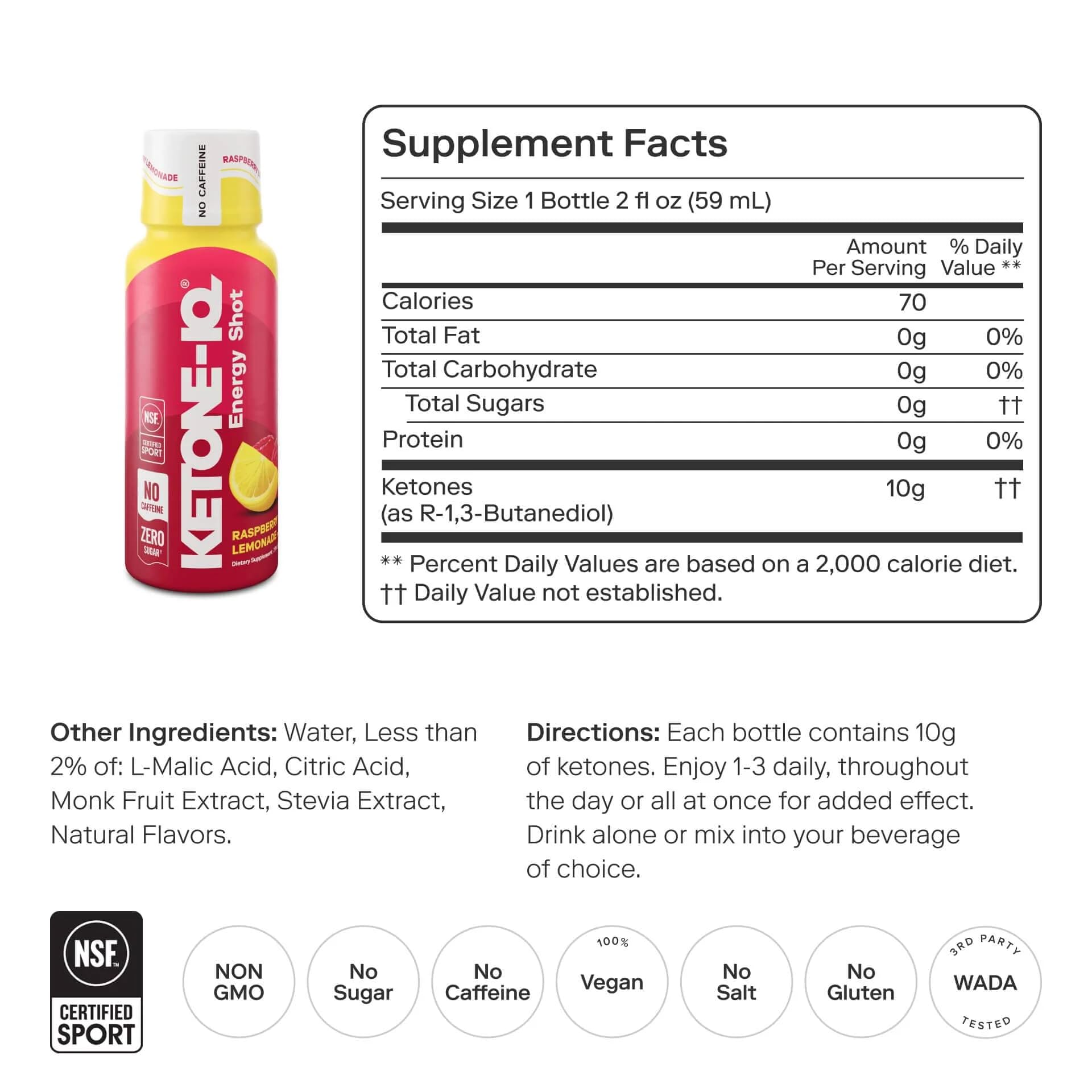 Ketone-IQ No Caffeine Performance Energy Shots – Ketone Fuel for Focus & Endurance, Metabolism Support, 10g Ketones, 12 Pack (Raspberry Lemonade) Ketone-IQAu supplements